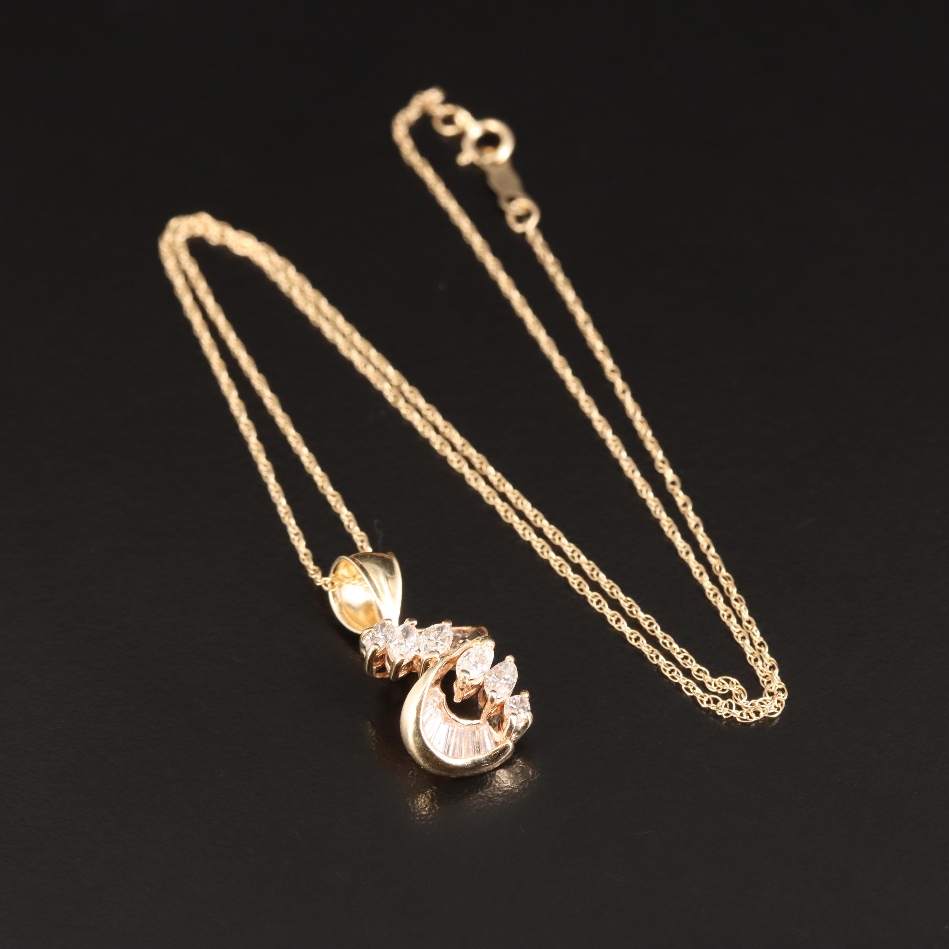 14K 0.90 CTW Diamond Pendant Necklace