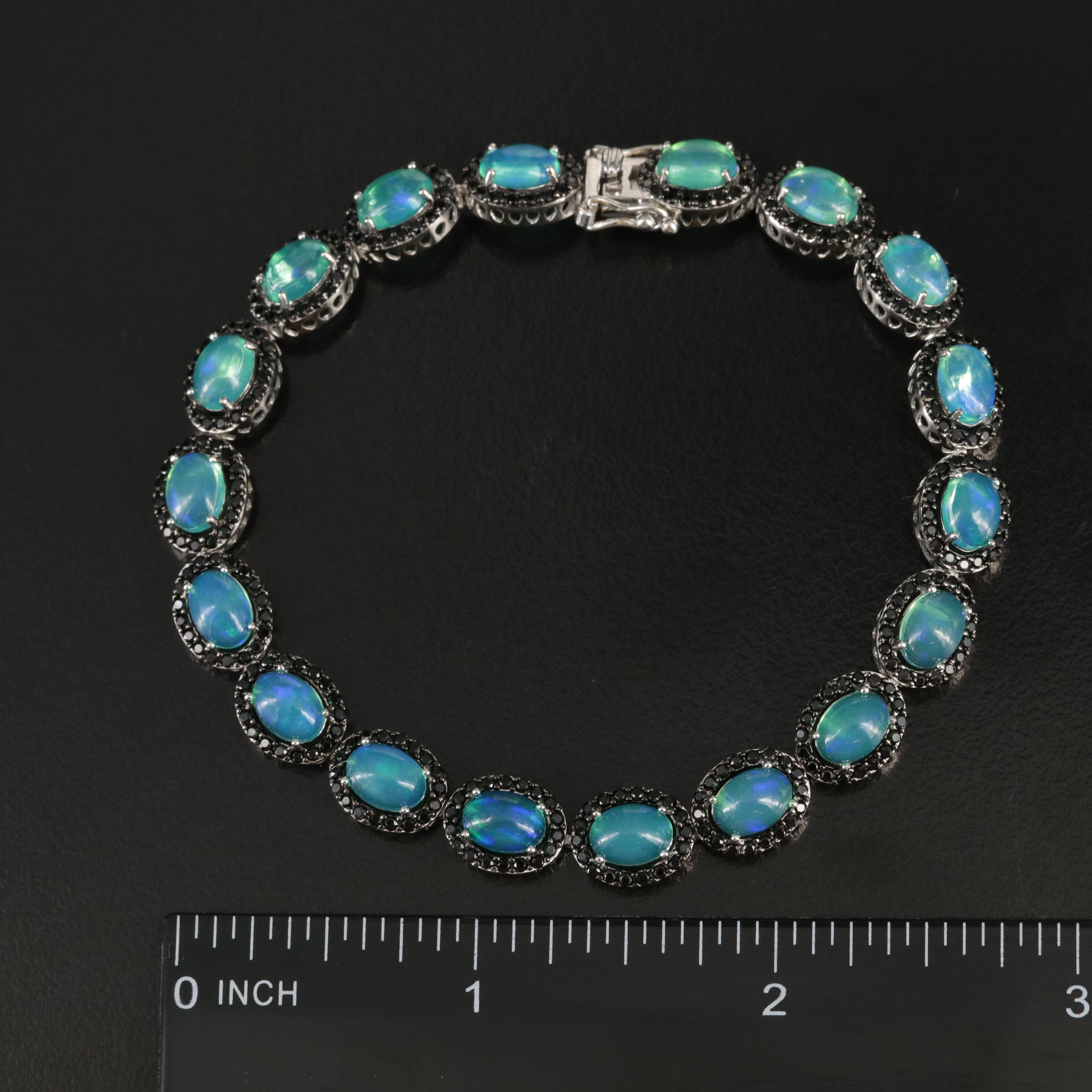 Sterling Opal and Spinel Bracelet