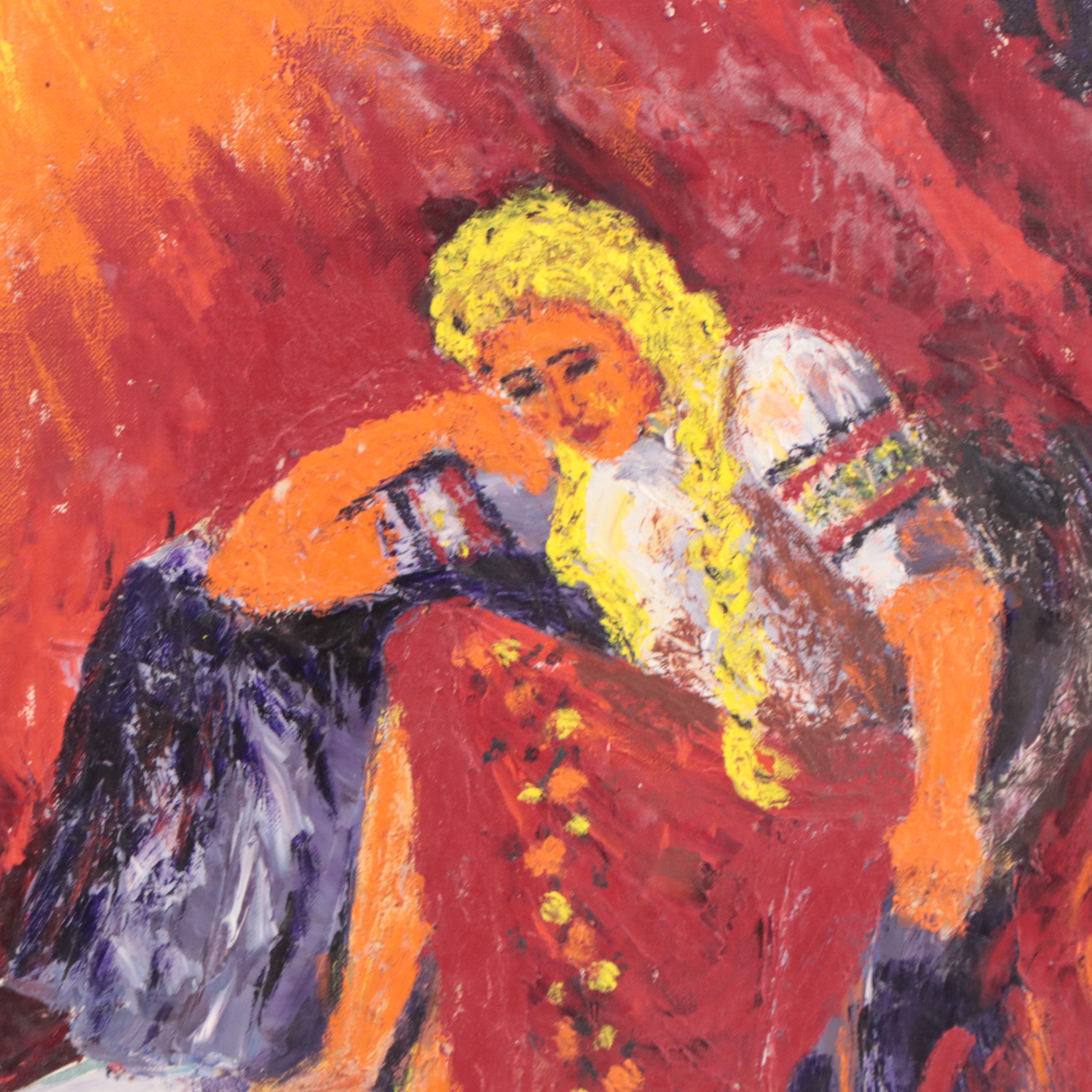 Acrylic Painting of Seated Figure