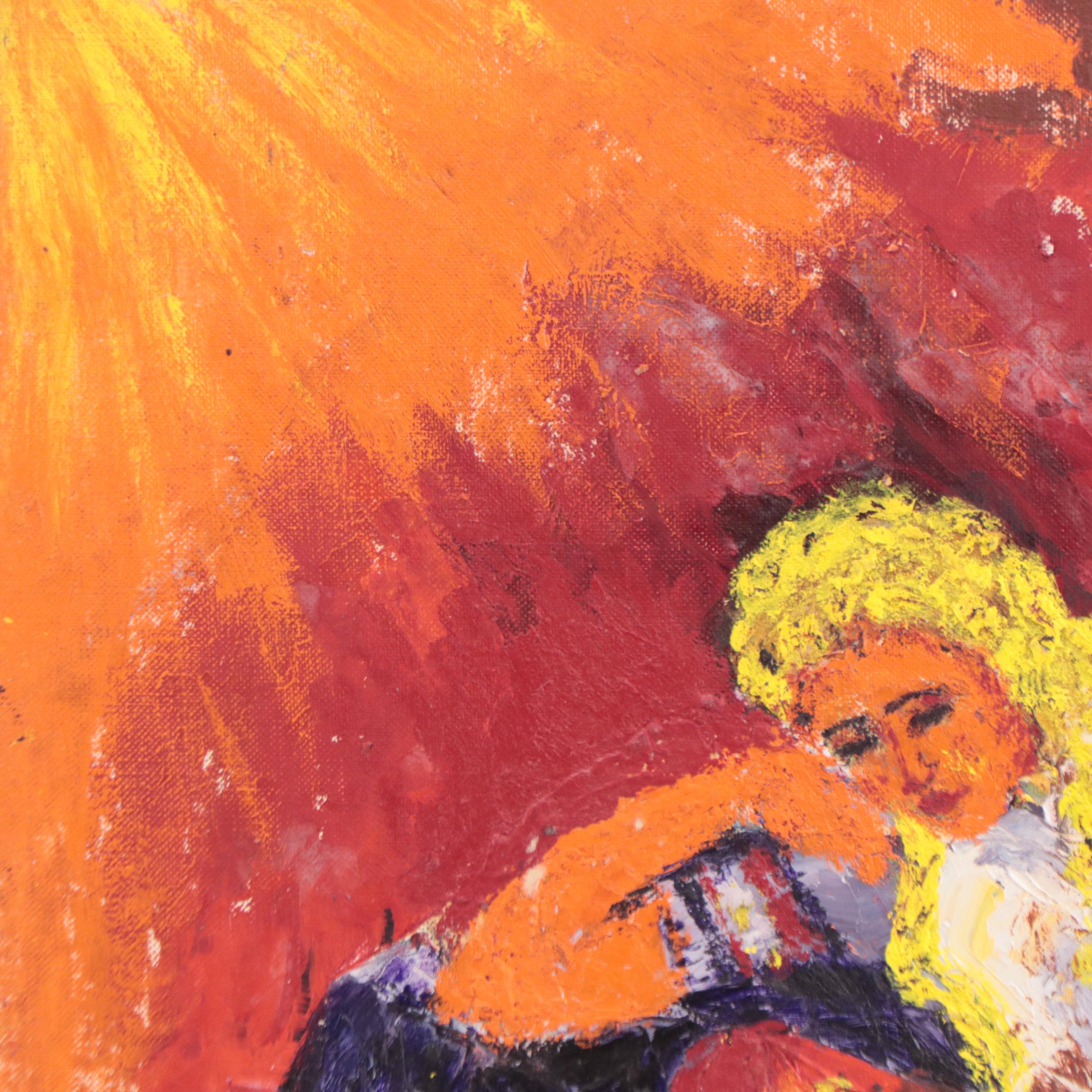 Acrylic Painting of Seated Figure