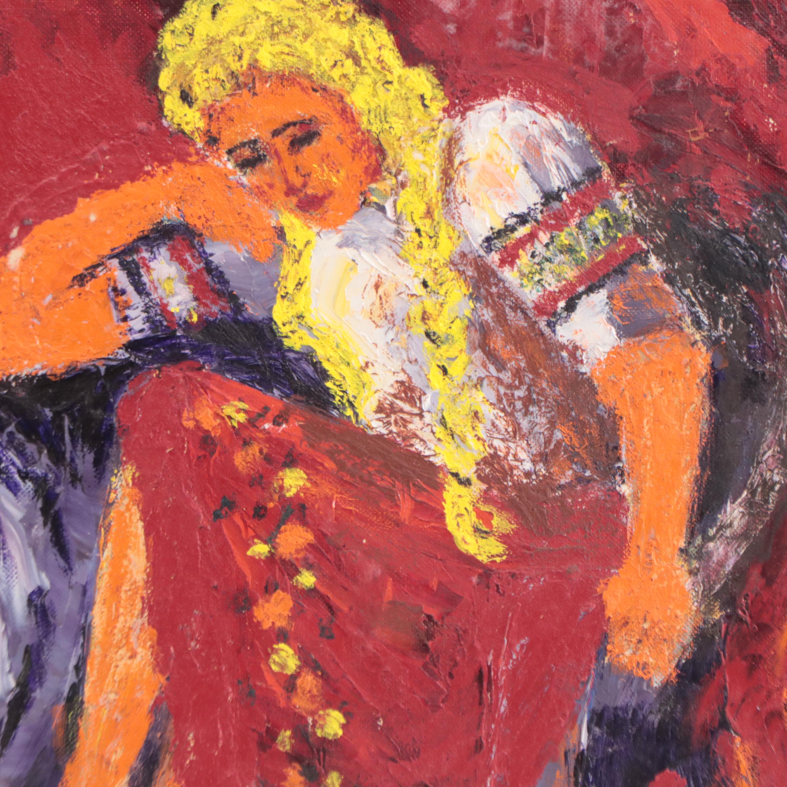 Acrylic Painting of Seated Figure