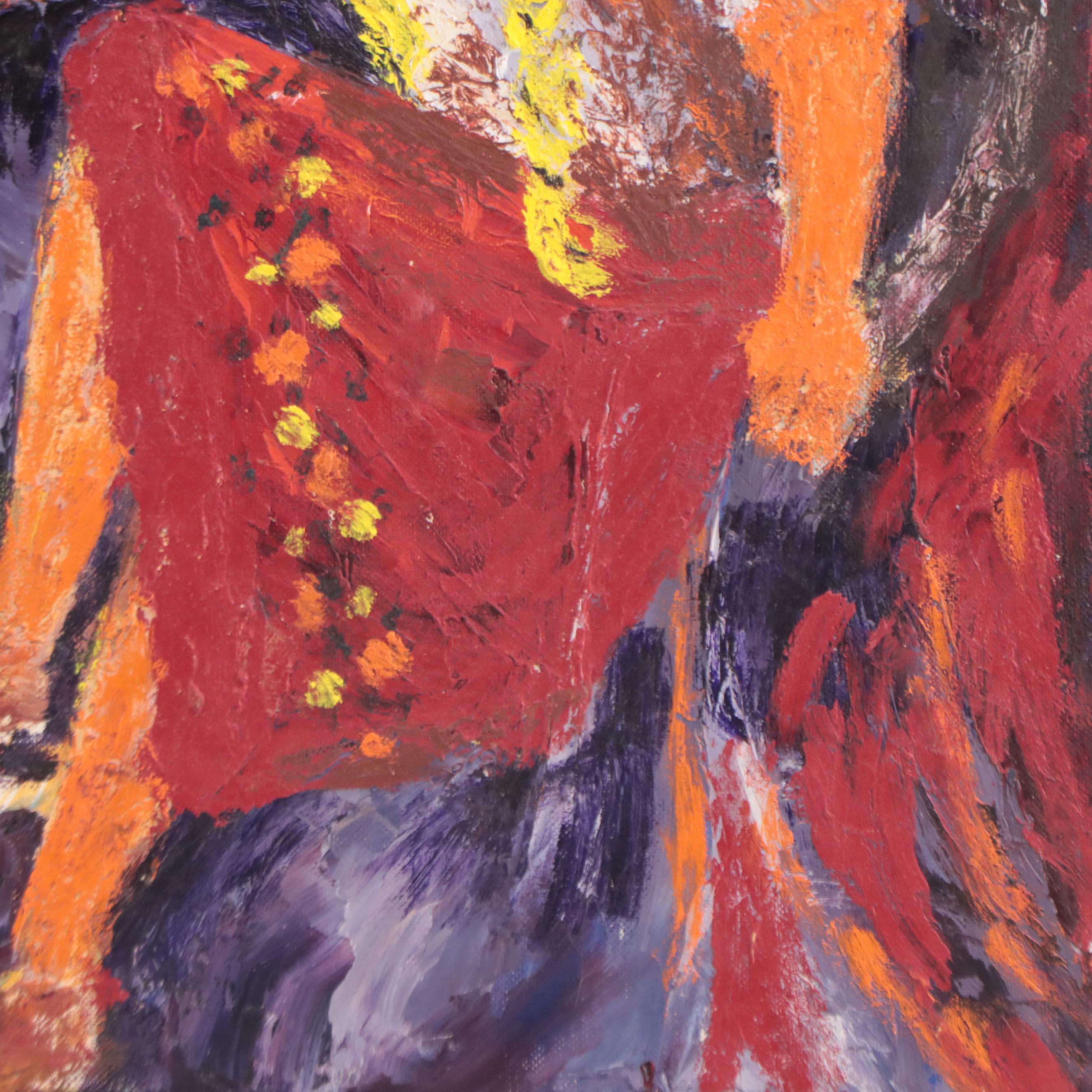 Acrylic Painting of Seated Figure