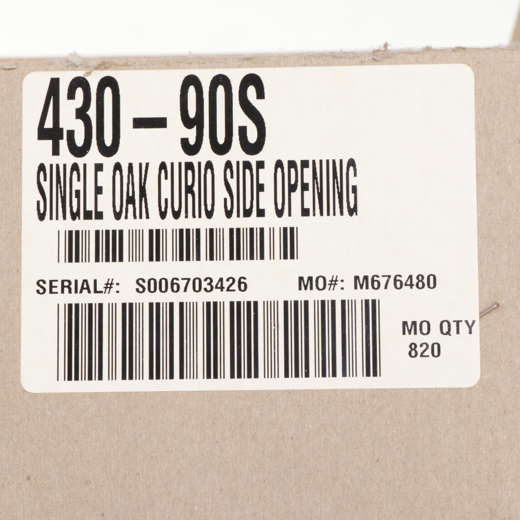 Ashley Furniture Oak-Grained Illuminated Curio Cabinet