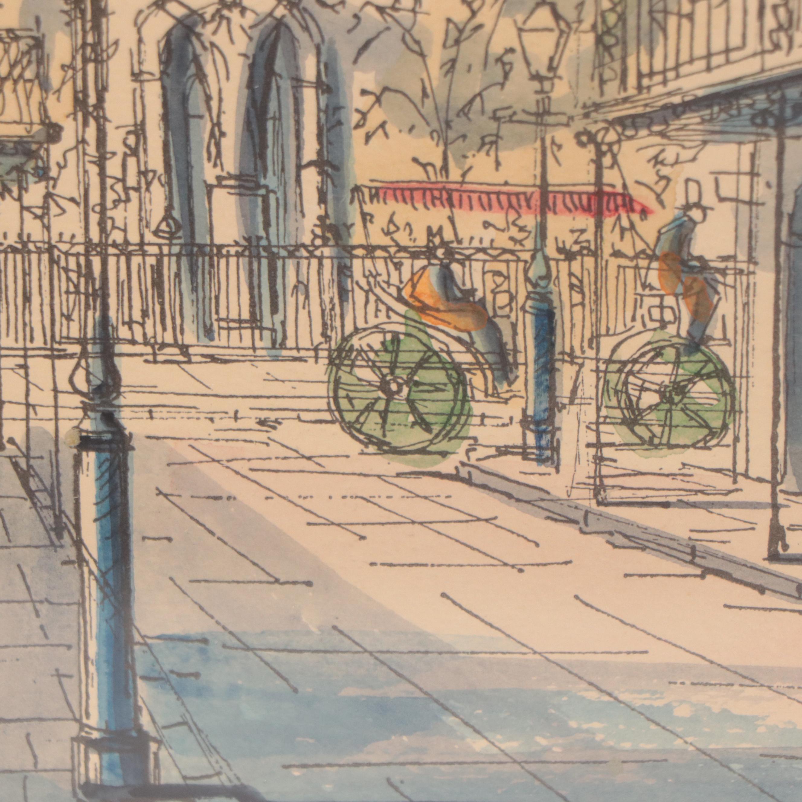 Frank Weiss Watercolor Painting of St. Louis Basilica, Circa 1968