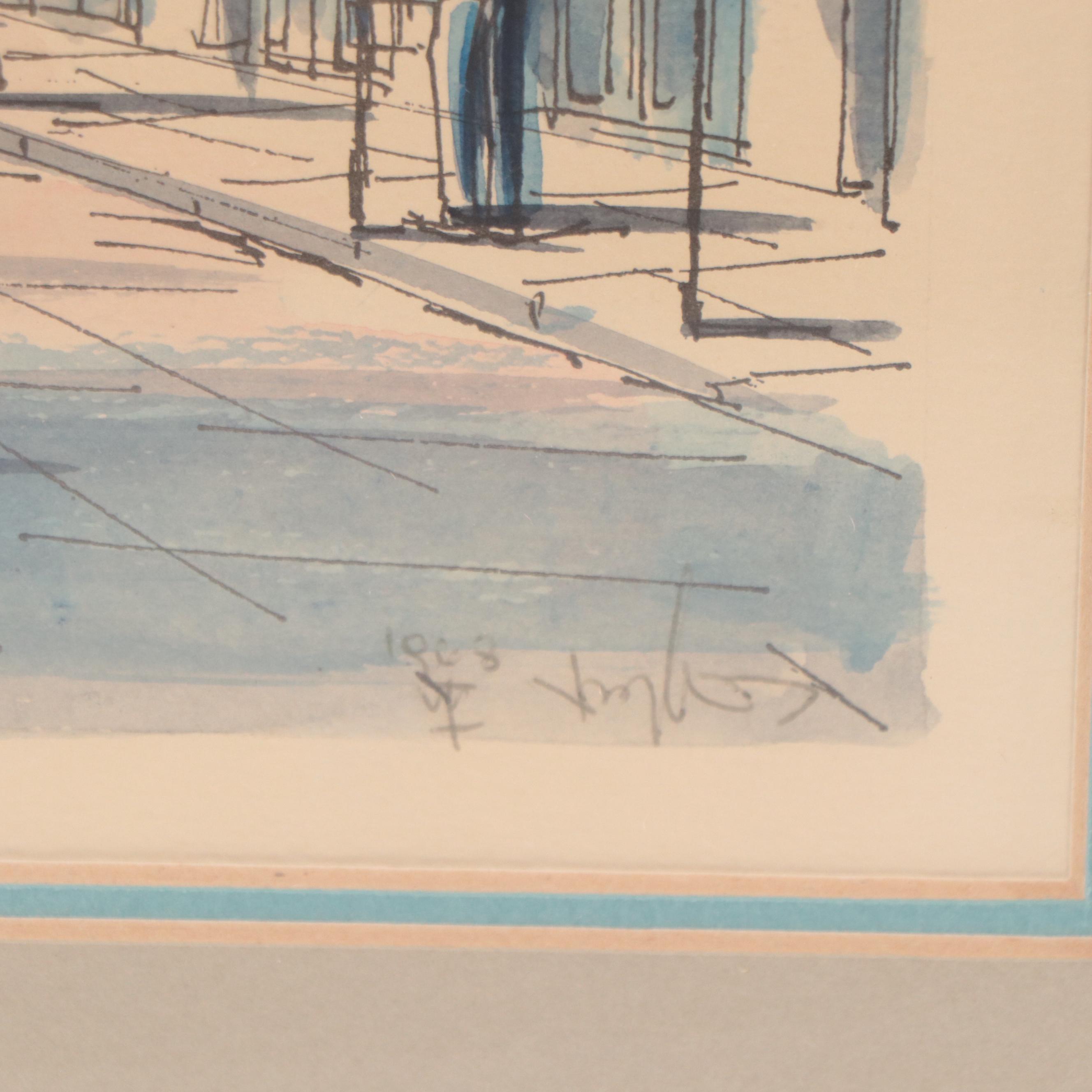 Frank Weiss Watercolor Painting of St. Louis Basilica, Circa 1968