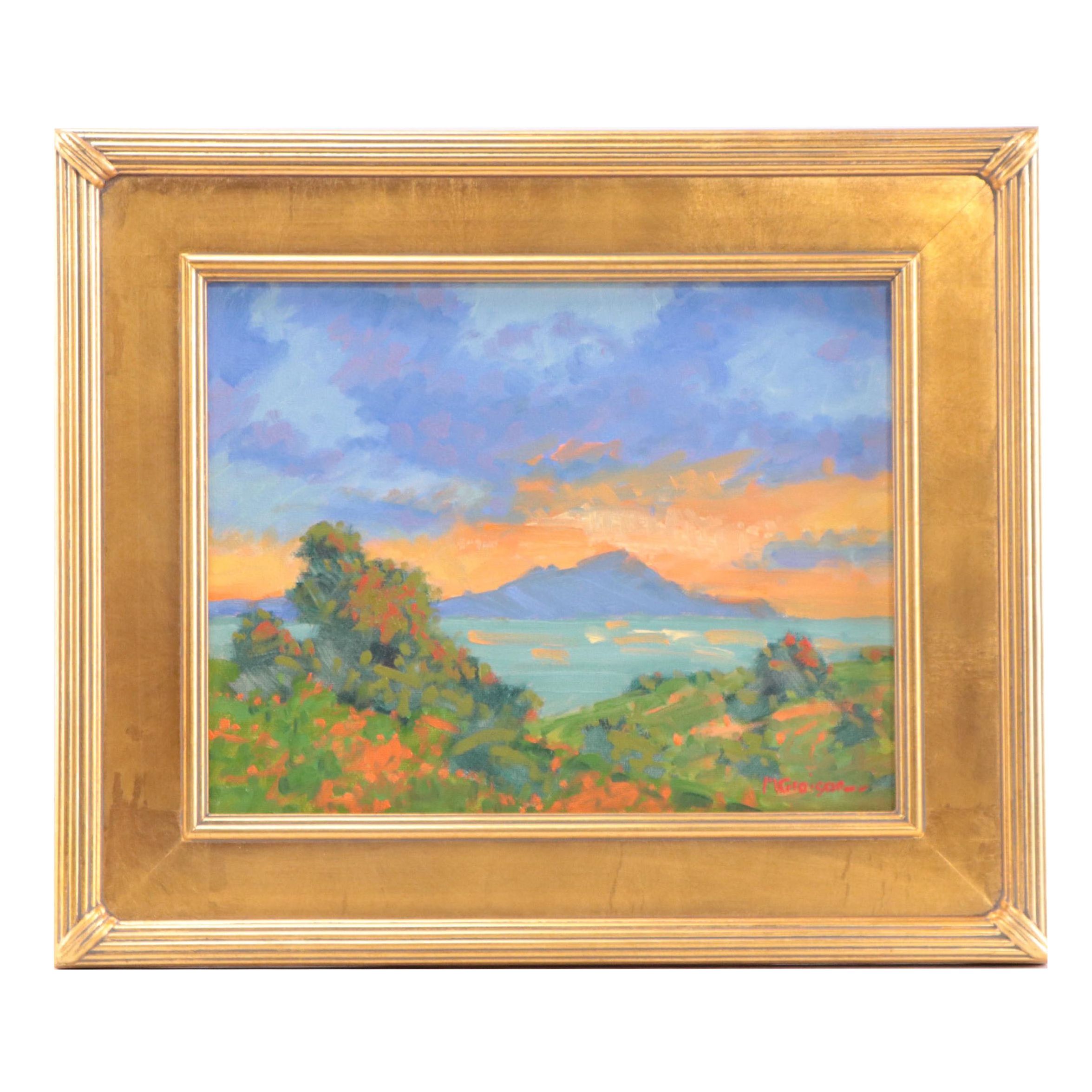 Marc A. Graison Oil Painting "Sunset Seascape," 2023