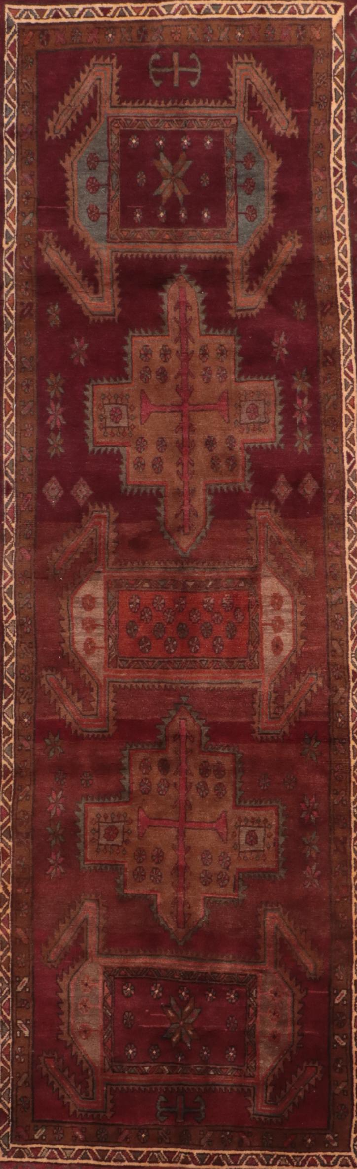 4'2 x 13'4 Hand-Knotted Turkish Konya Long Rug