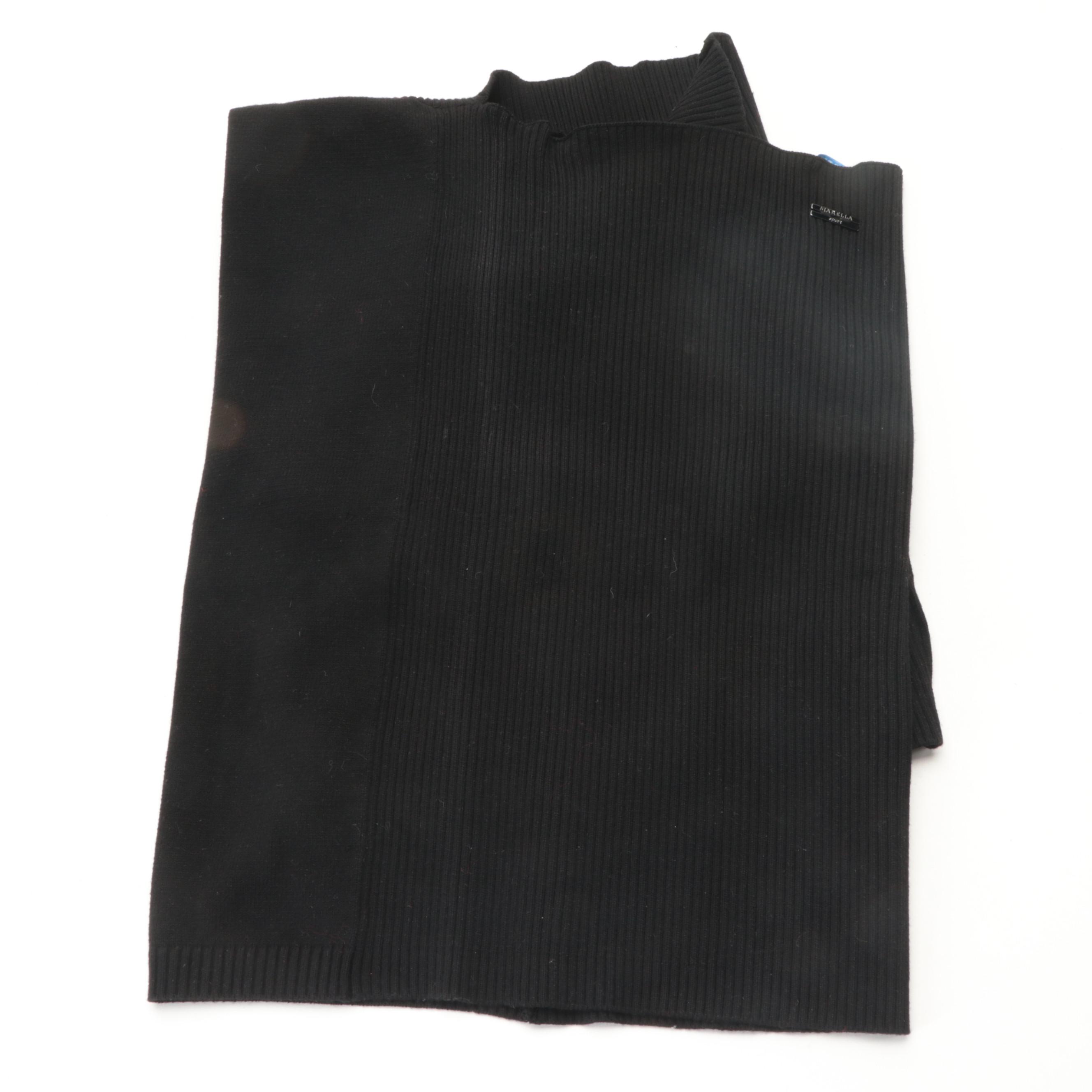 Marella Sport Turtleneck Bib Topper with Knotted Fringe and Other Scarves