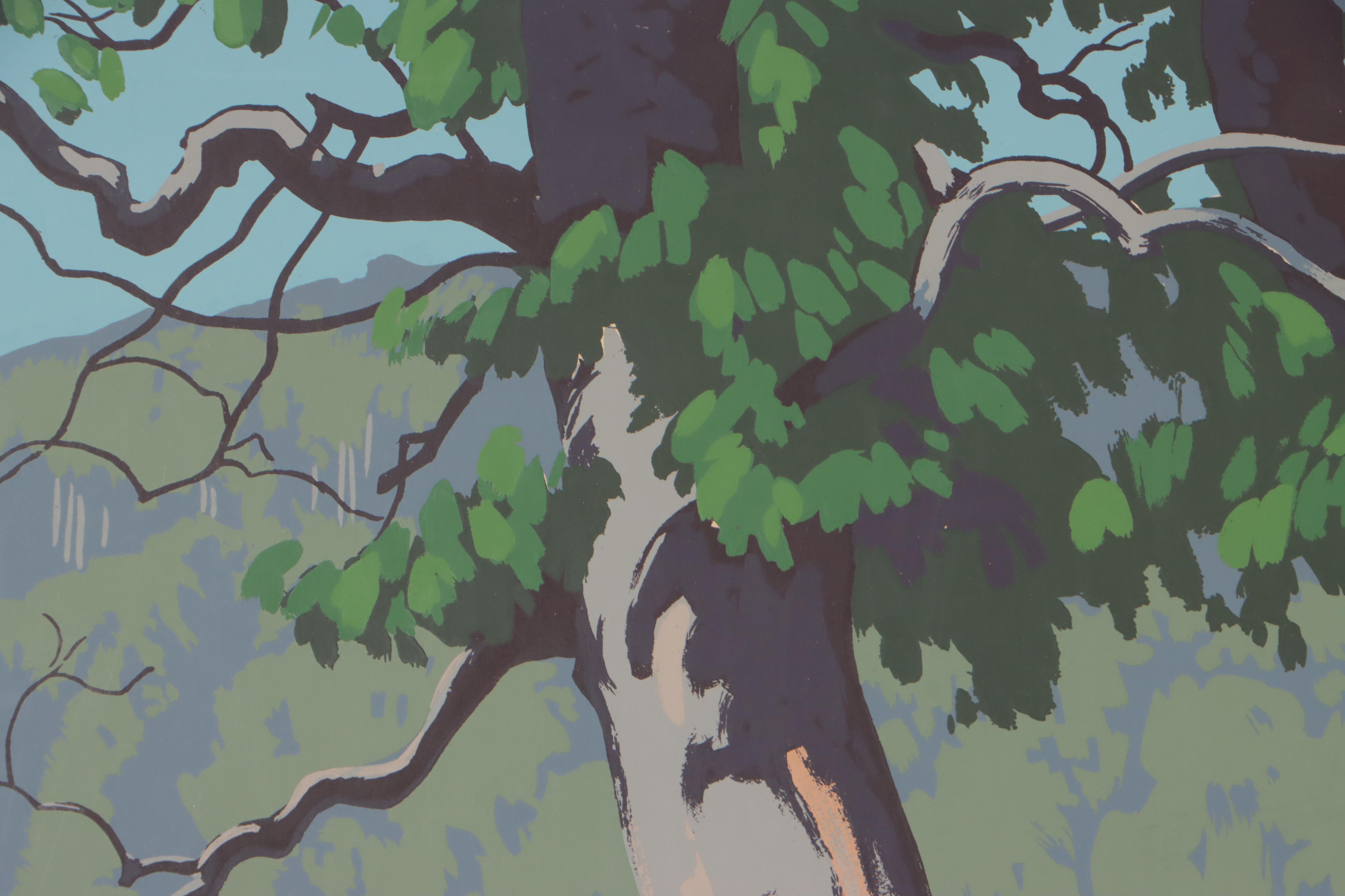 Fred Haines Woodland River Landscape Serigraph