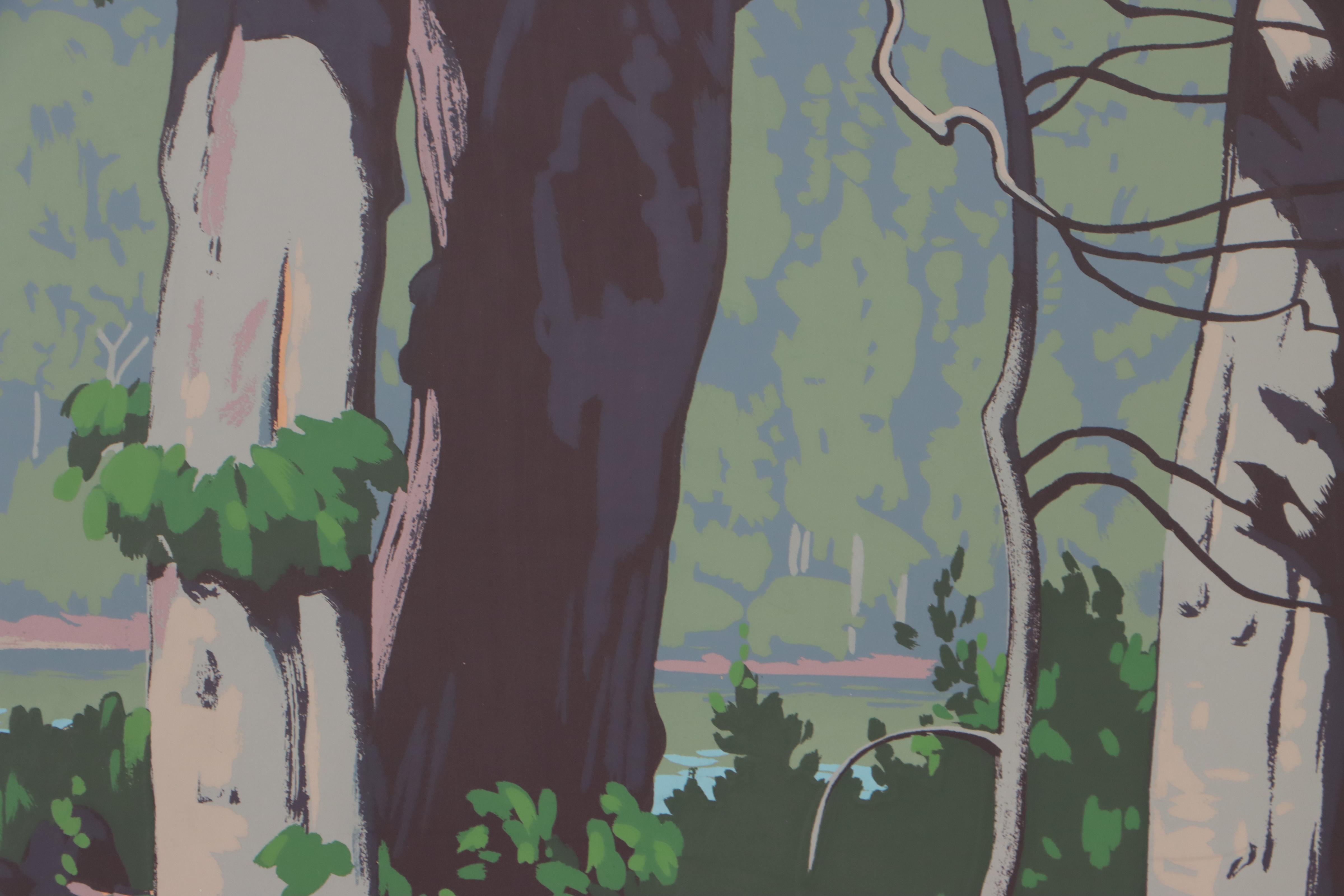 Fred Haines Woodland River Landscape Serigraph