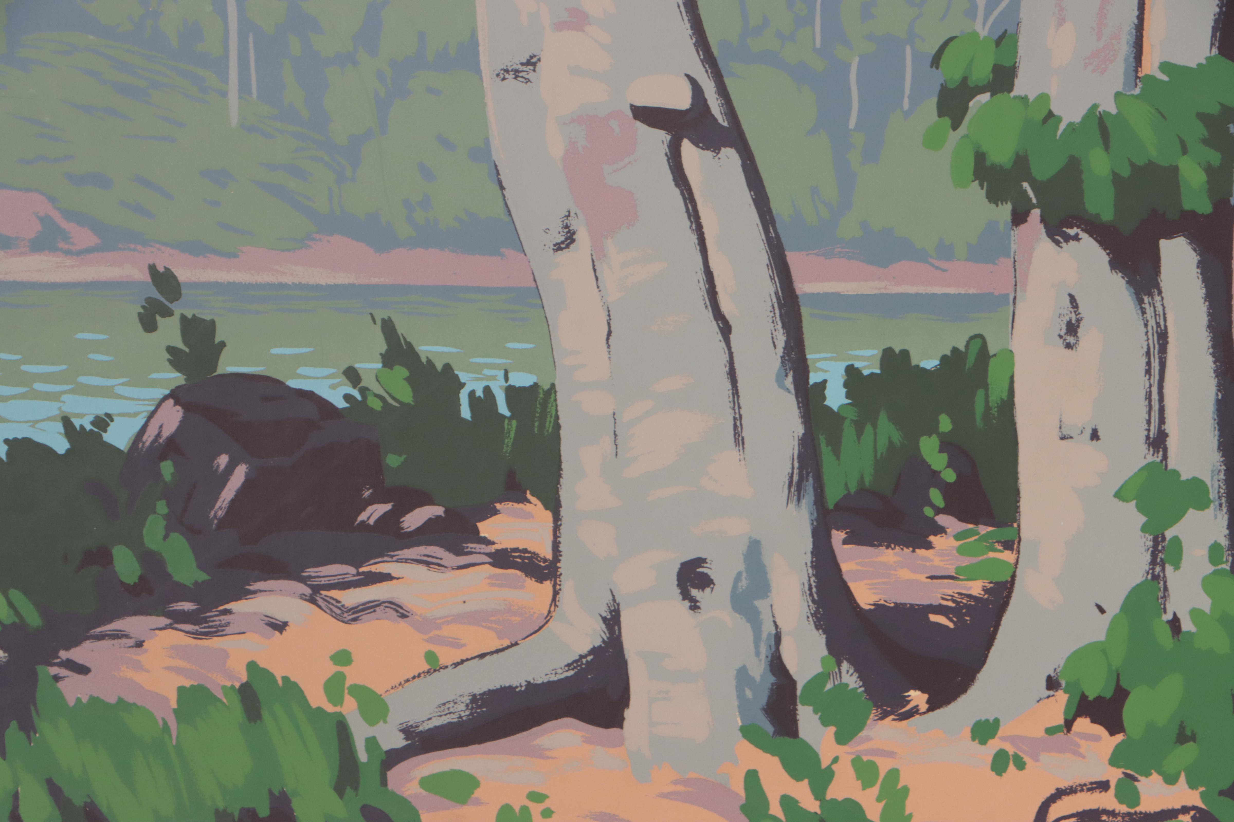 Fred Haines Woodland River Landscape Serigraph