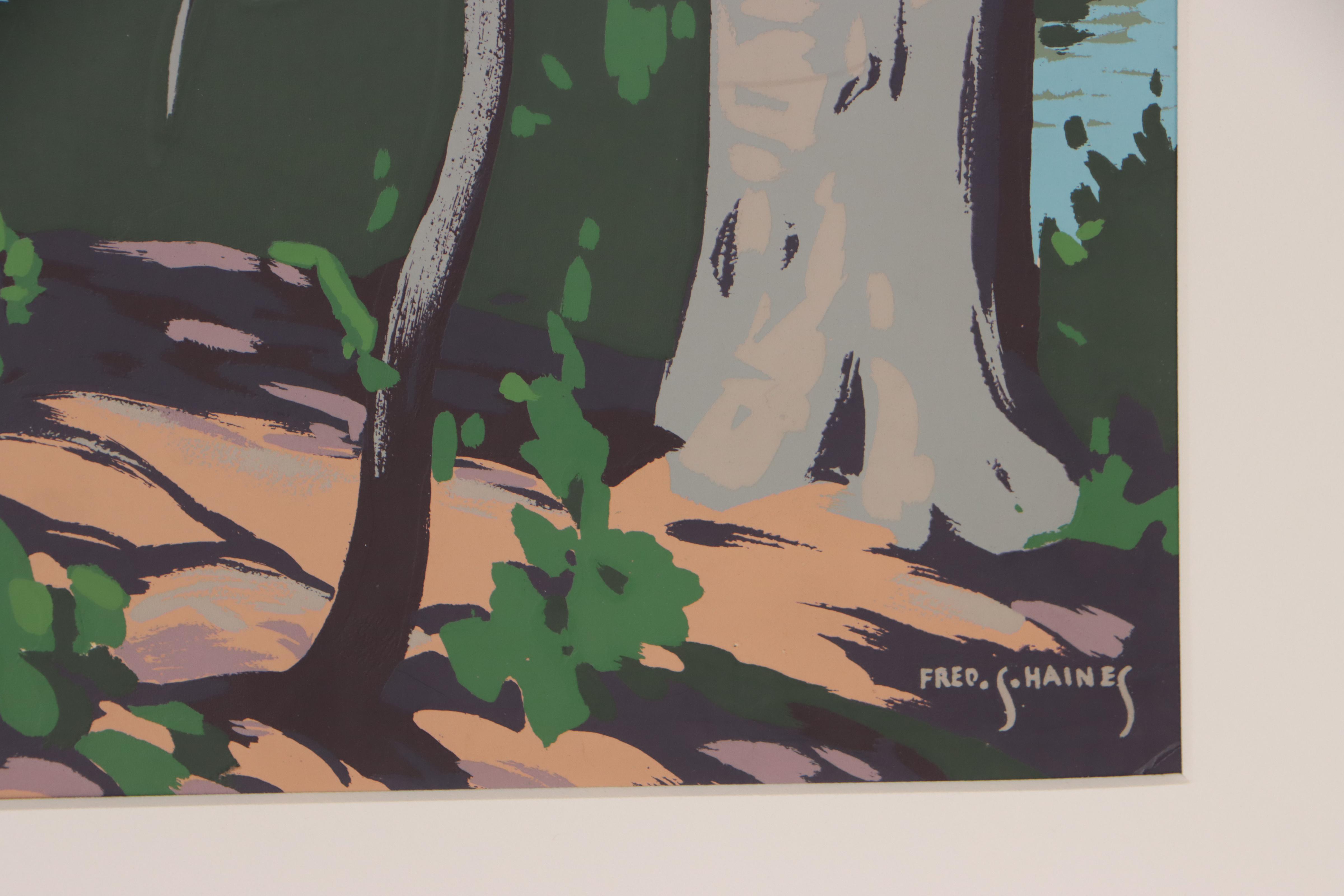 Fred Haines Woodland River Landscape Serigraph