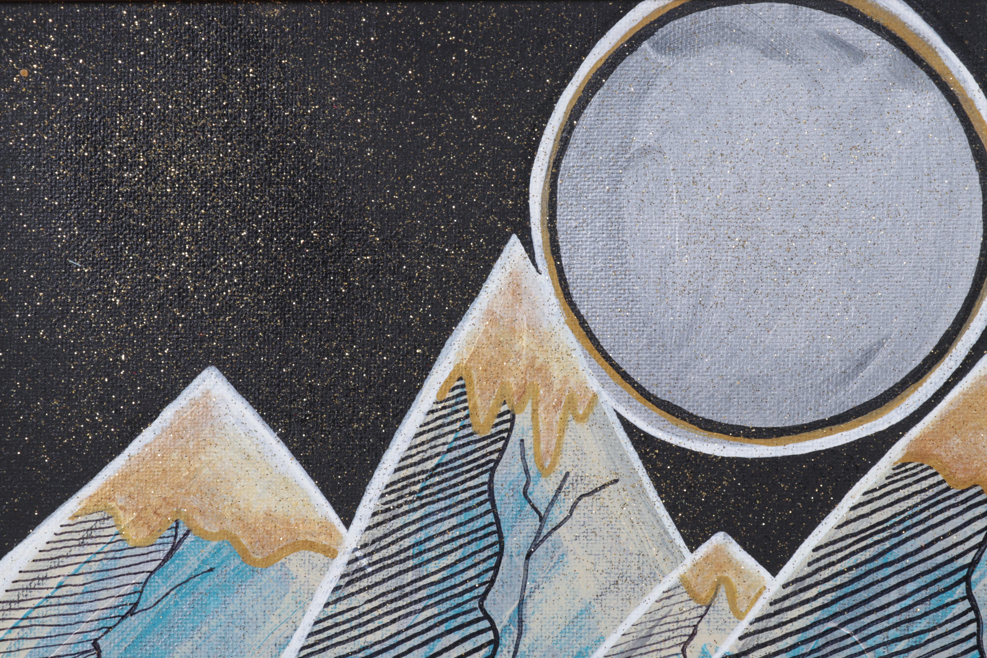 Cheri Clem Mixed Media Painting "The Mountains Are Calling," 2022