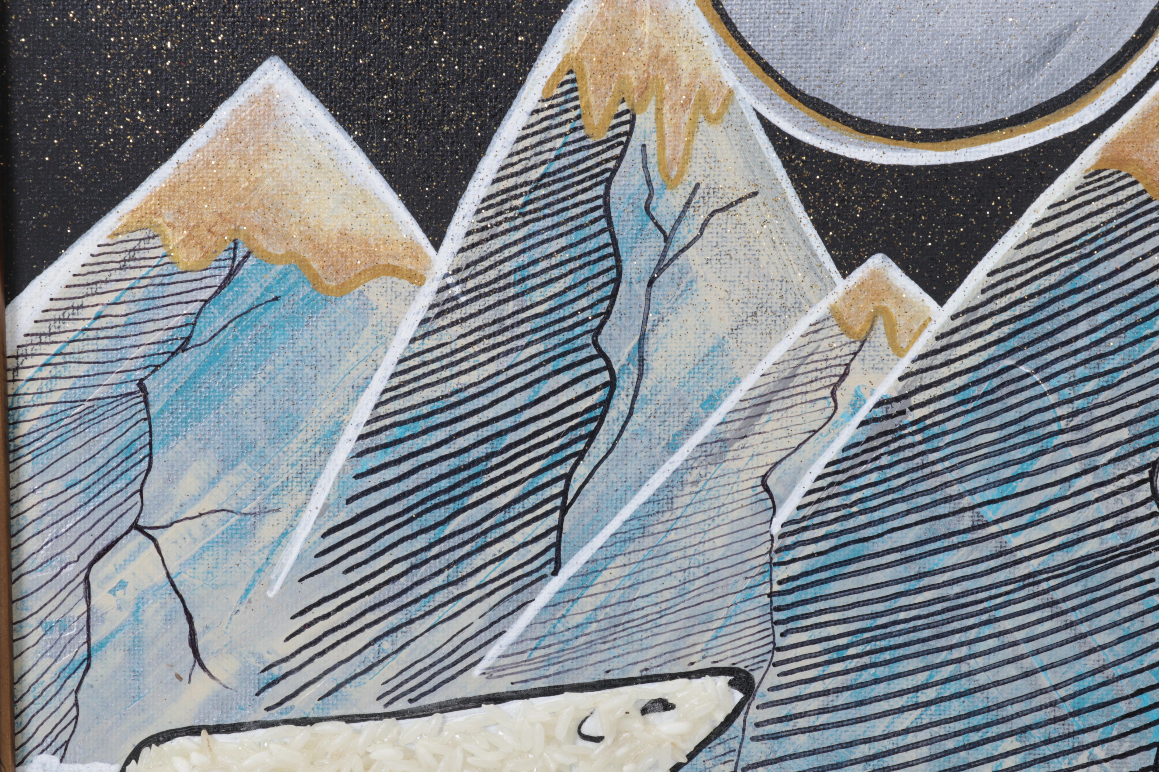 Cheri Clem Mixed Media Painting "The Mountains Are Calling," 2022