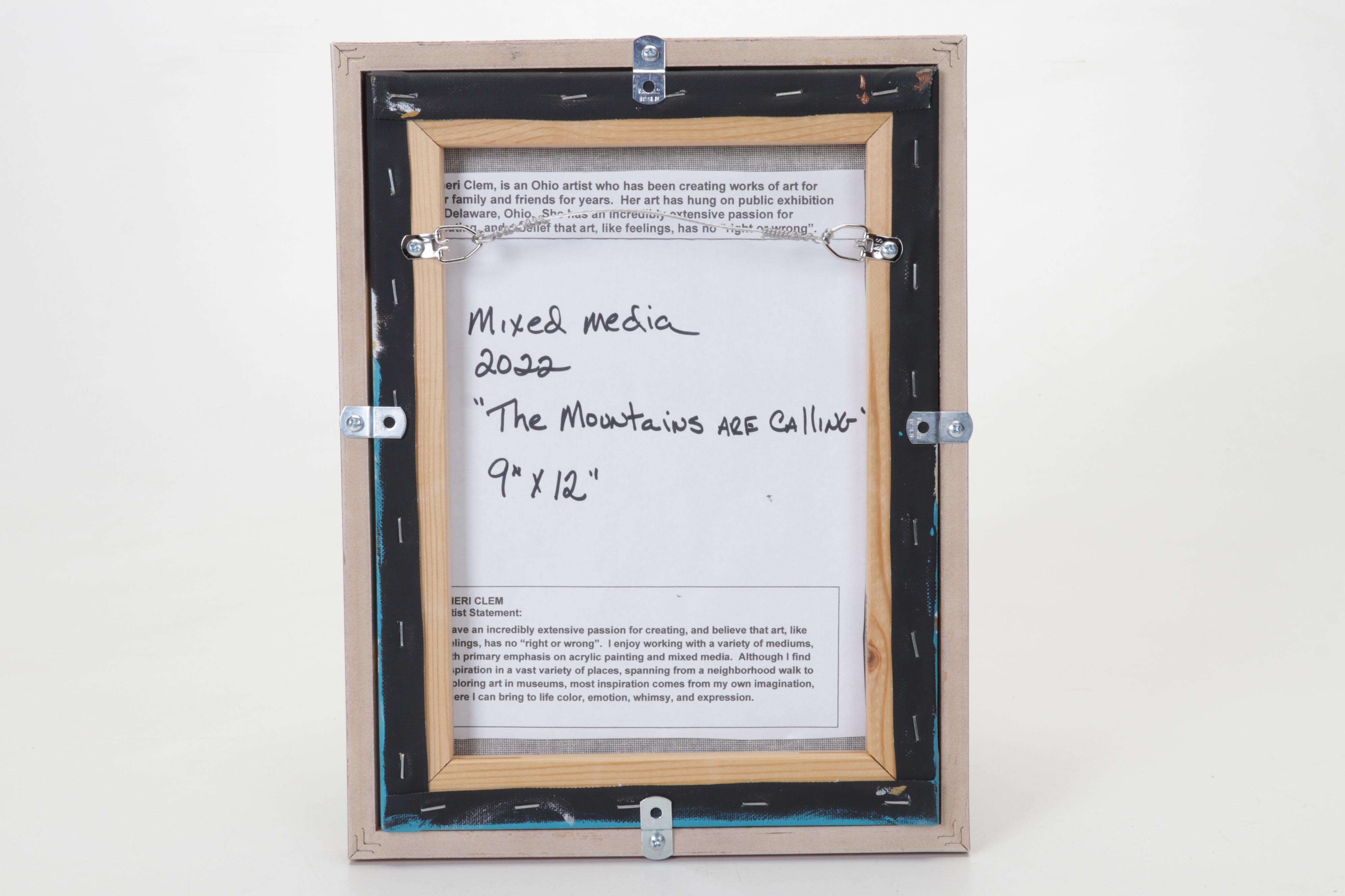 Cheri Clem Mixed Media Painting "The Mountains Are Calling," 2022