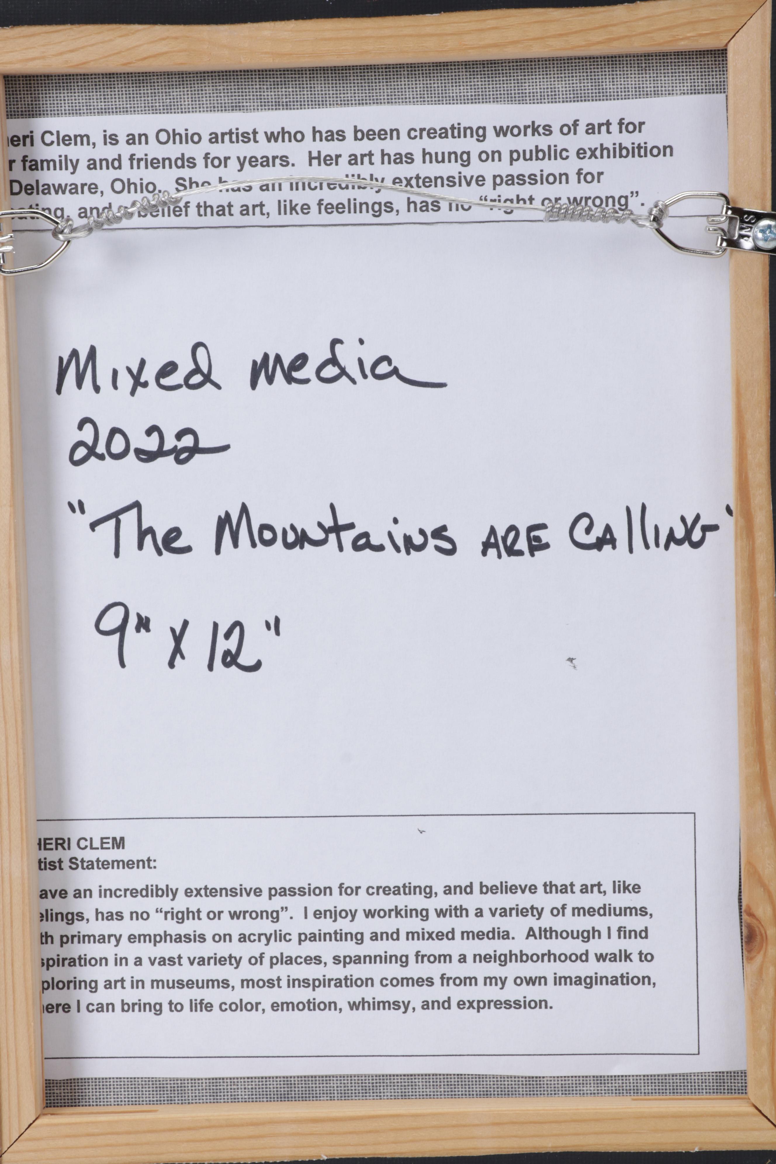 Cheri Clem Mixed Media Painting "The Mountains Are Calling," 2022