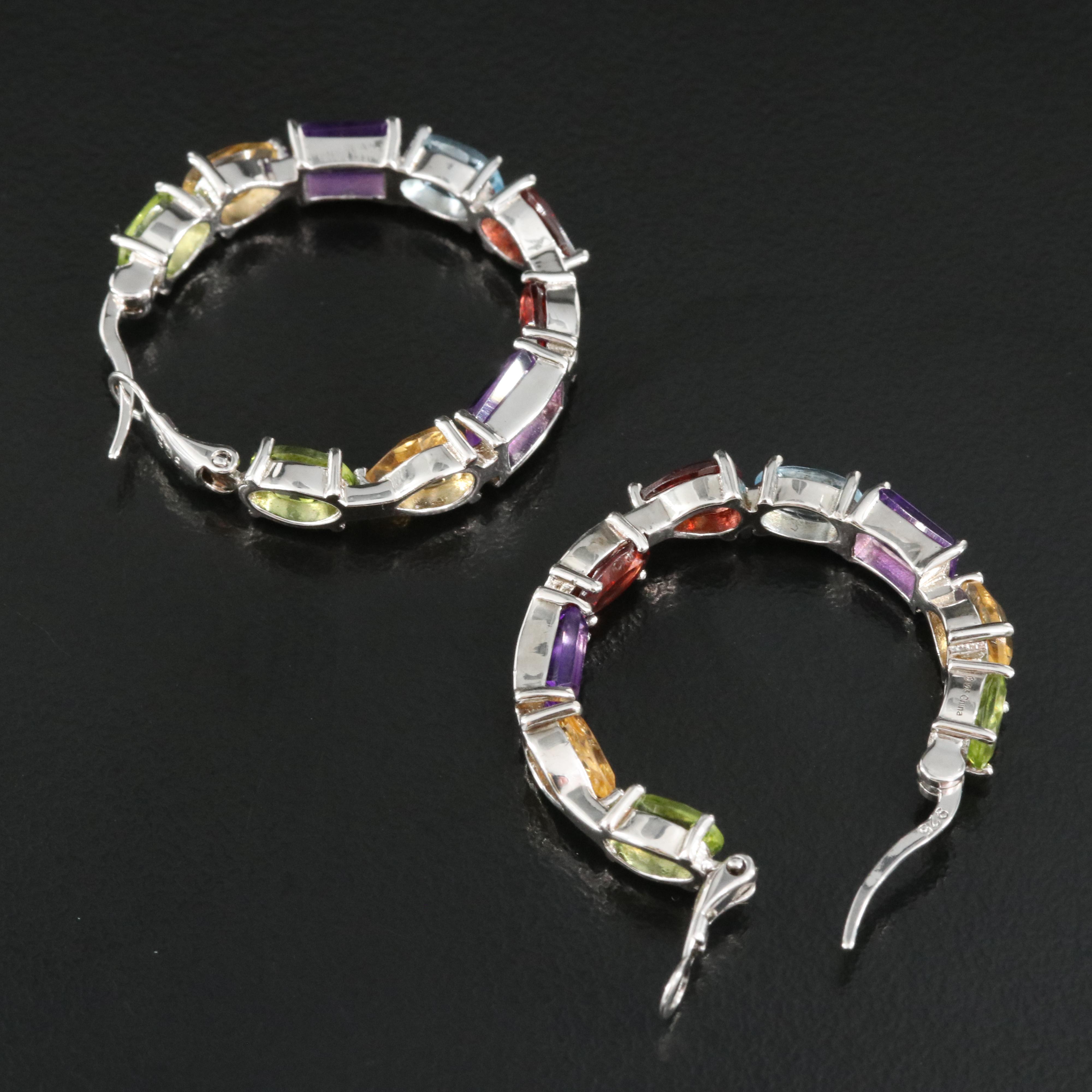 Sterling Peridot, Amethyst and Citrine Inside-Out Earrings