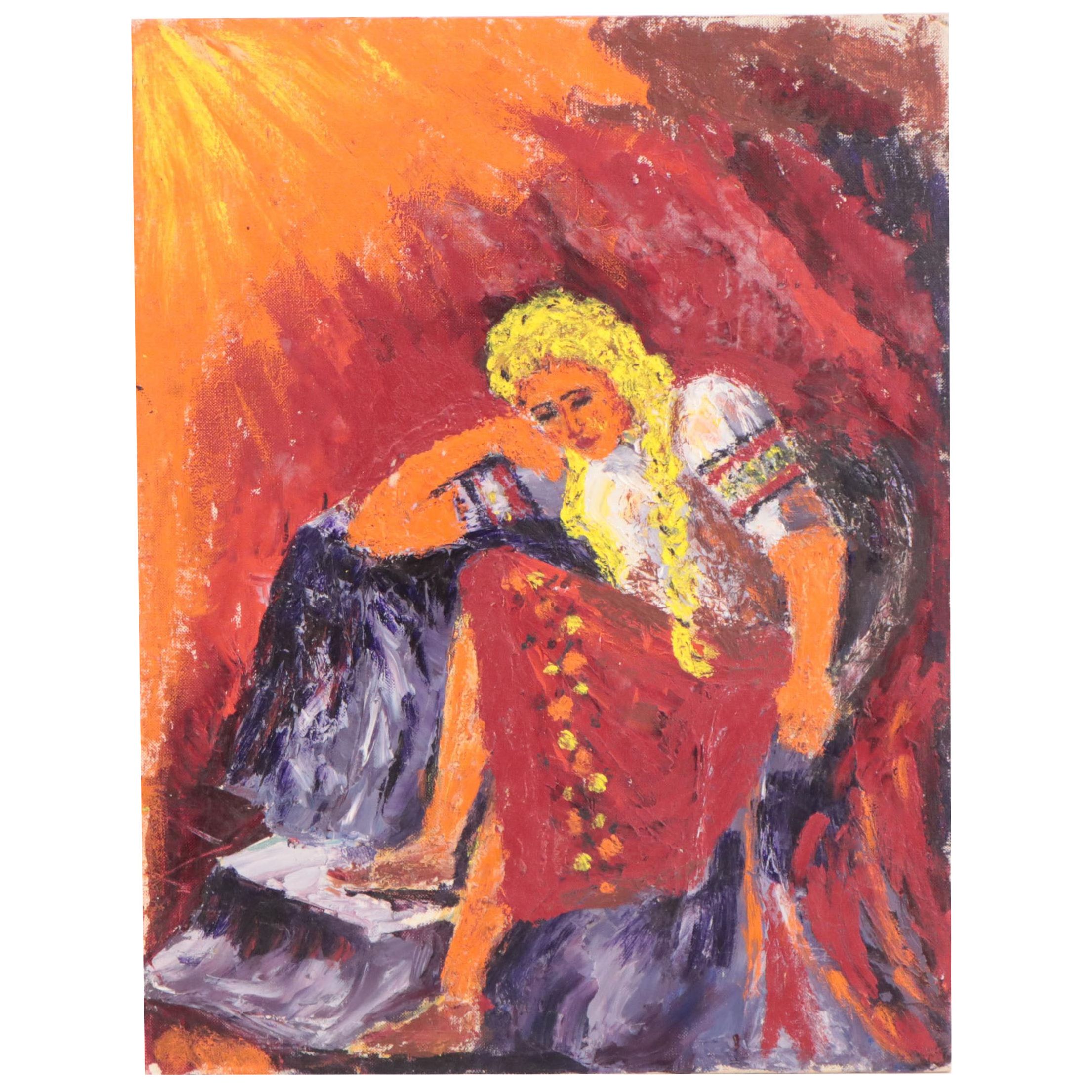 Acrylic Painting of Seated Figure