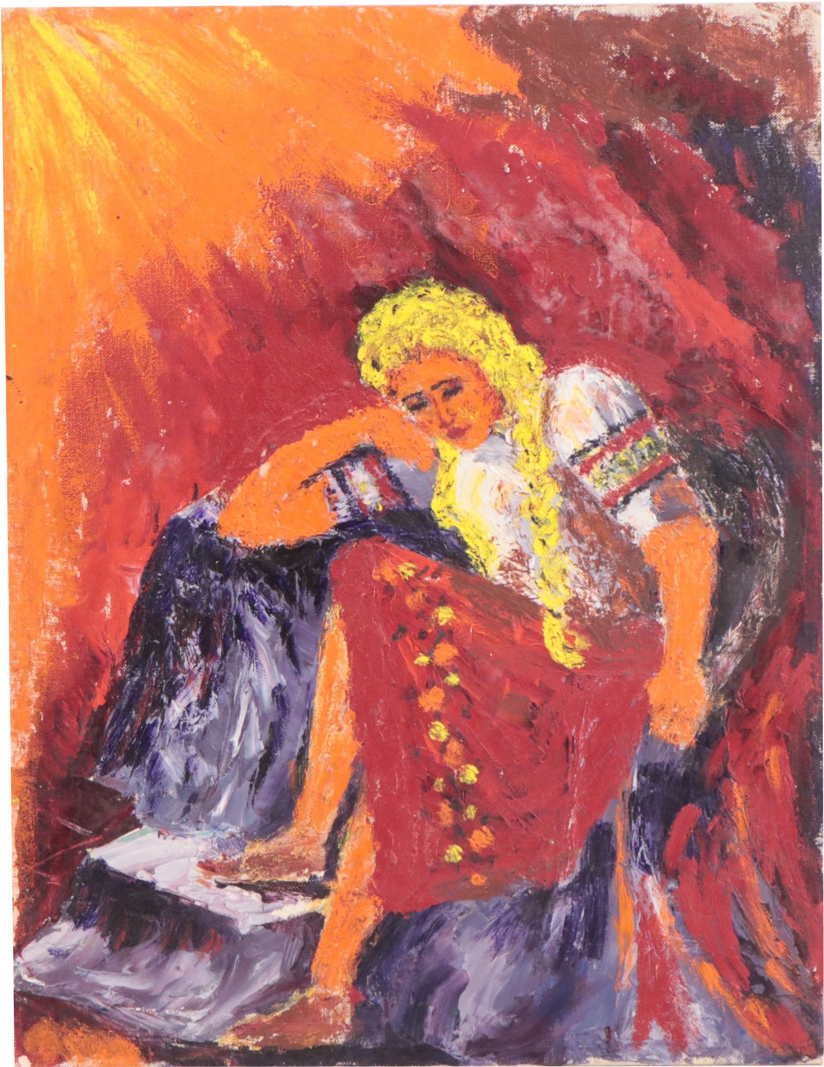 Acrylic Painting of Seated Figure