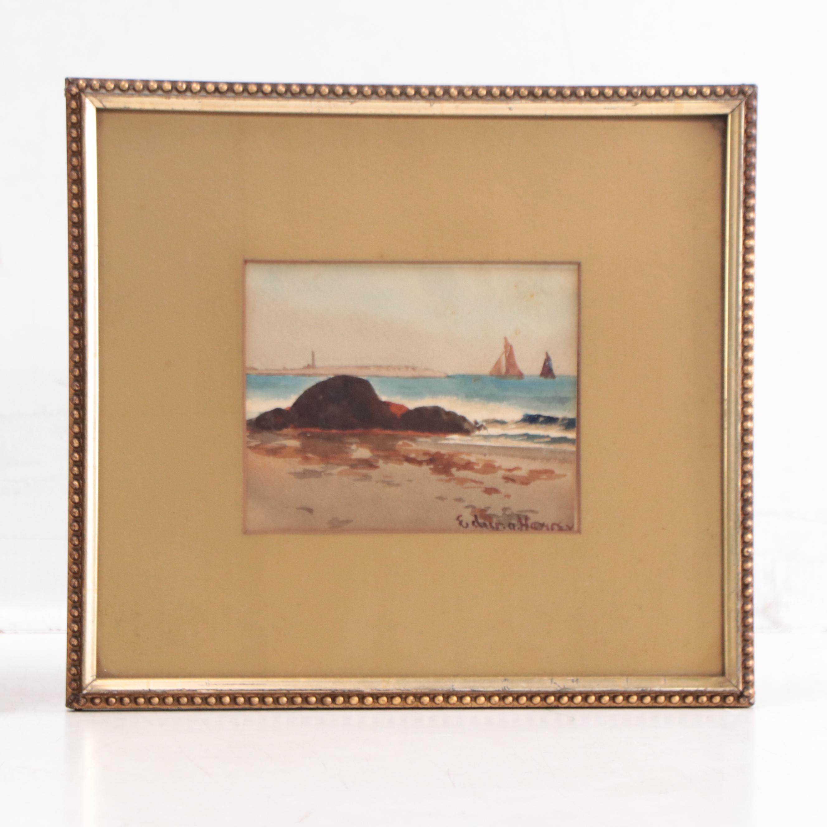 Seascape Watercolor Paintings, Late 19th Century