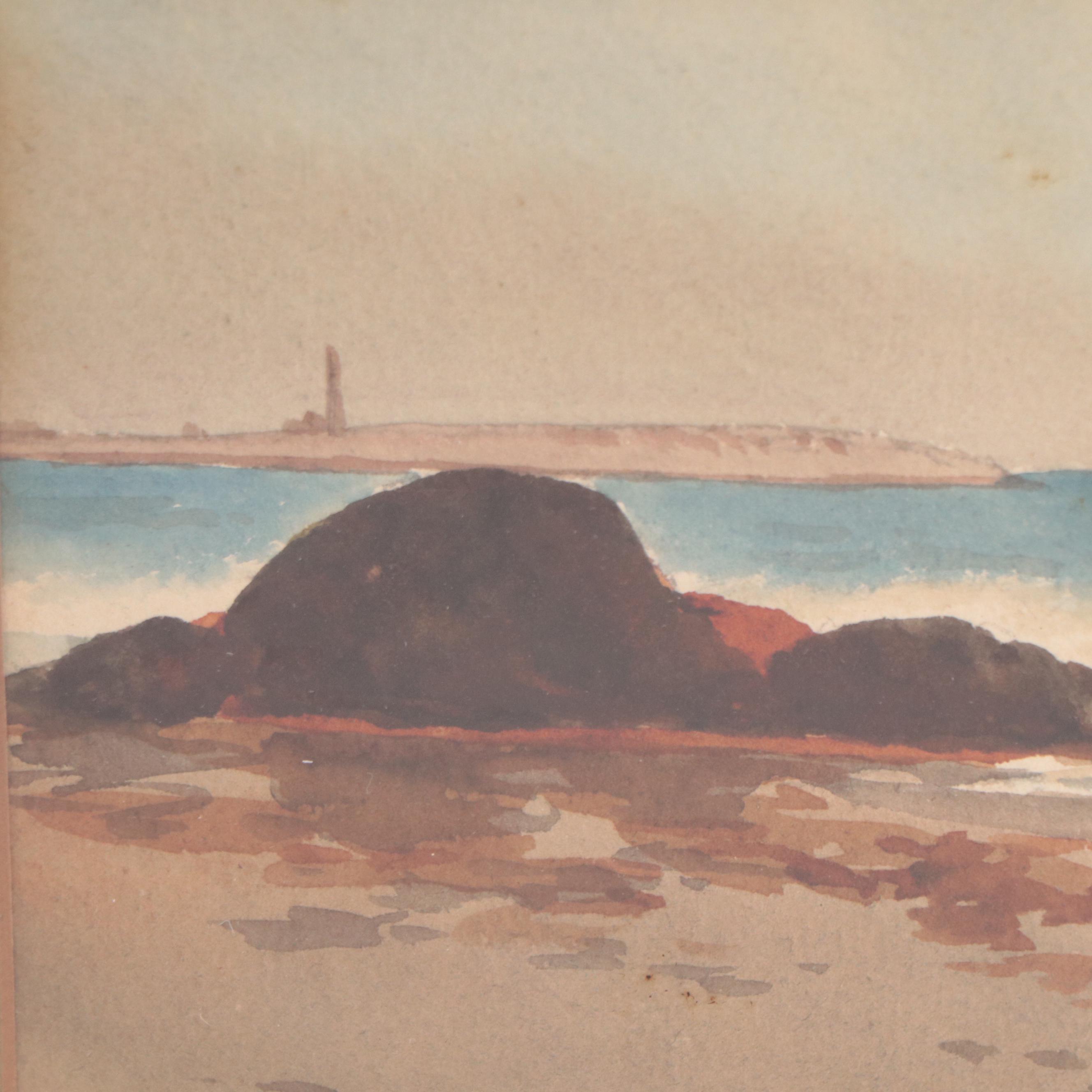 Seascape Watercolor Paintings, Late 19th Century