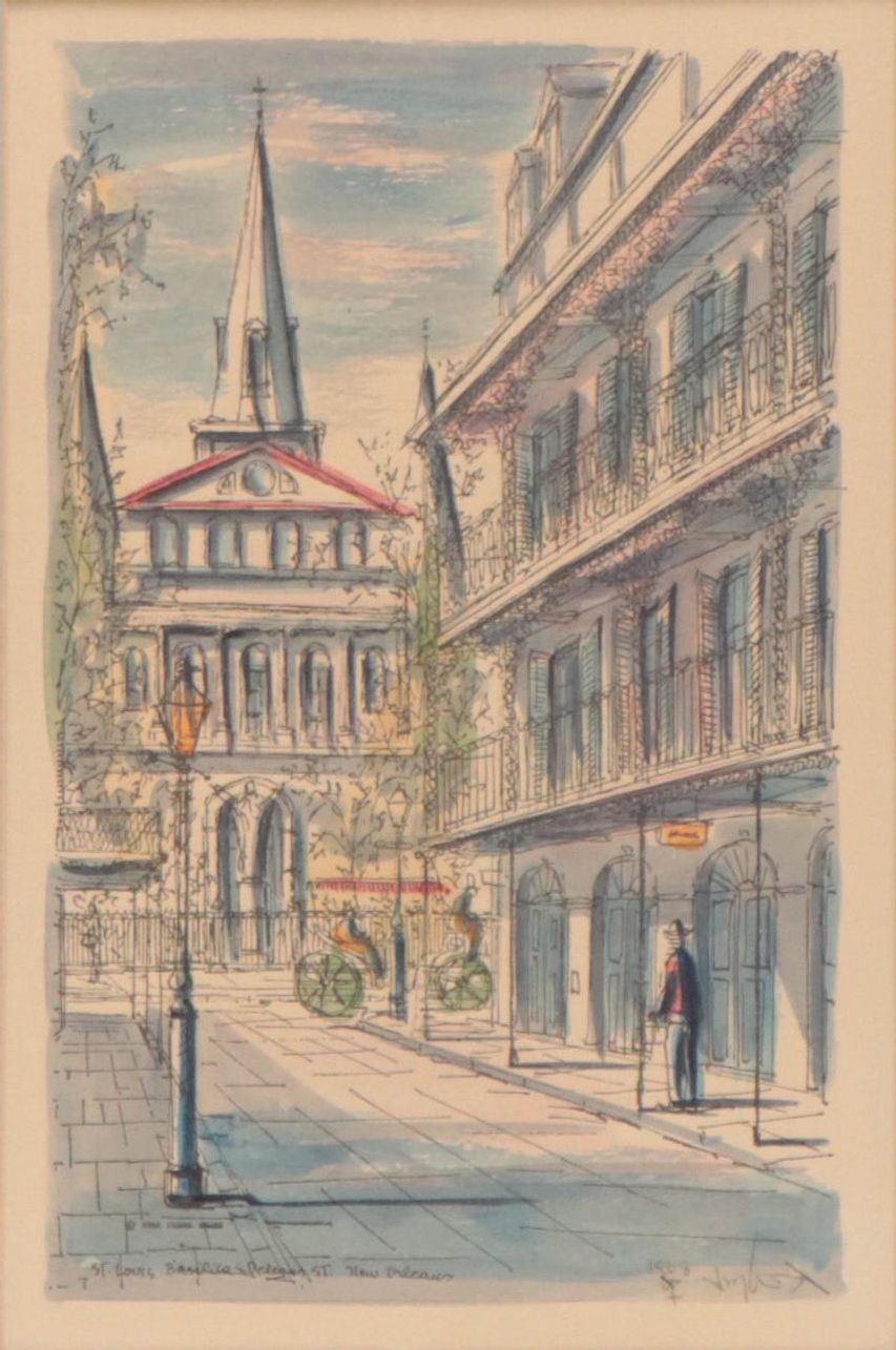 Frank Weiss Watercolor Painting of St. Louis Basilica, Circa 1968