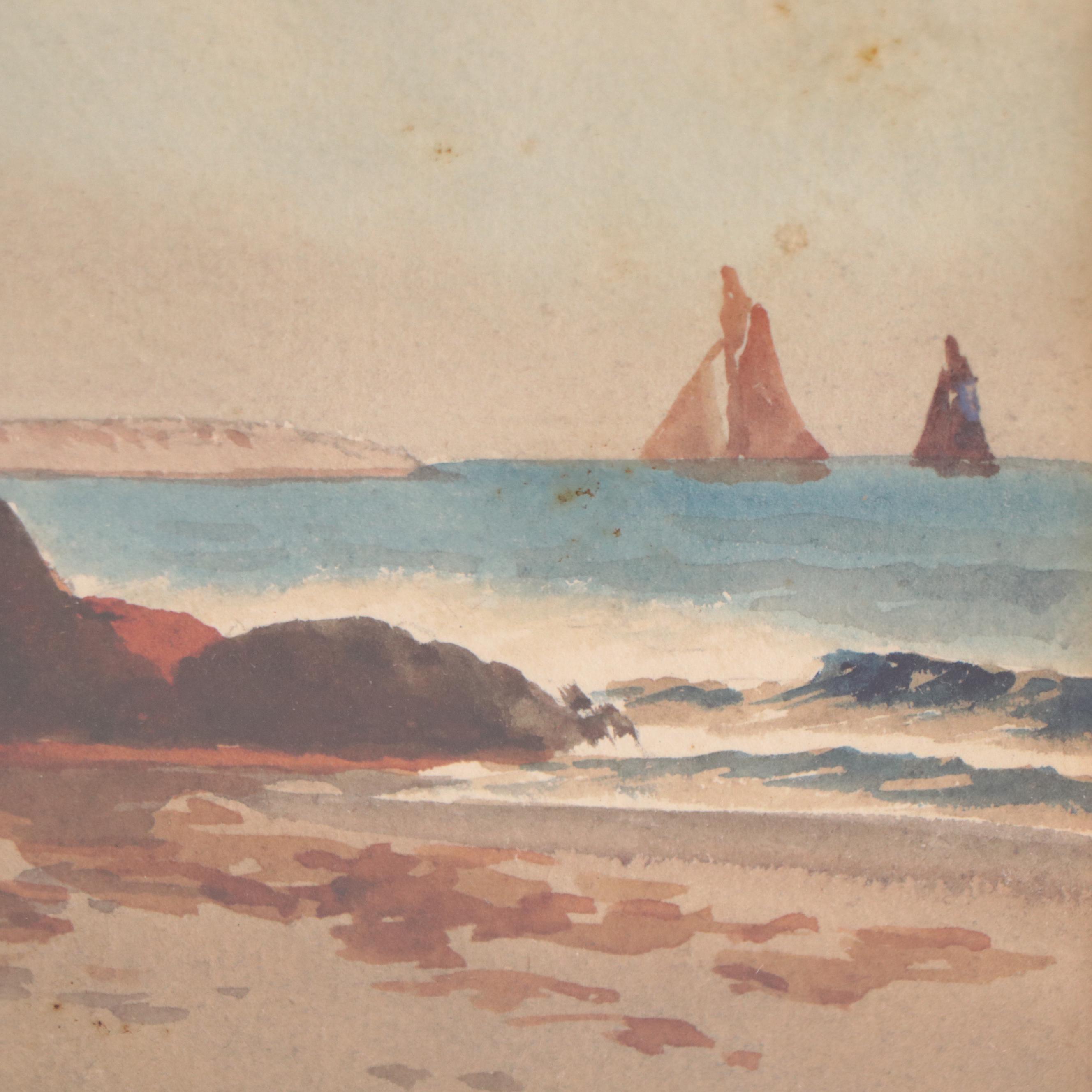 Seascape Watercolor Paintings, Late 19th Century