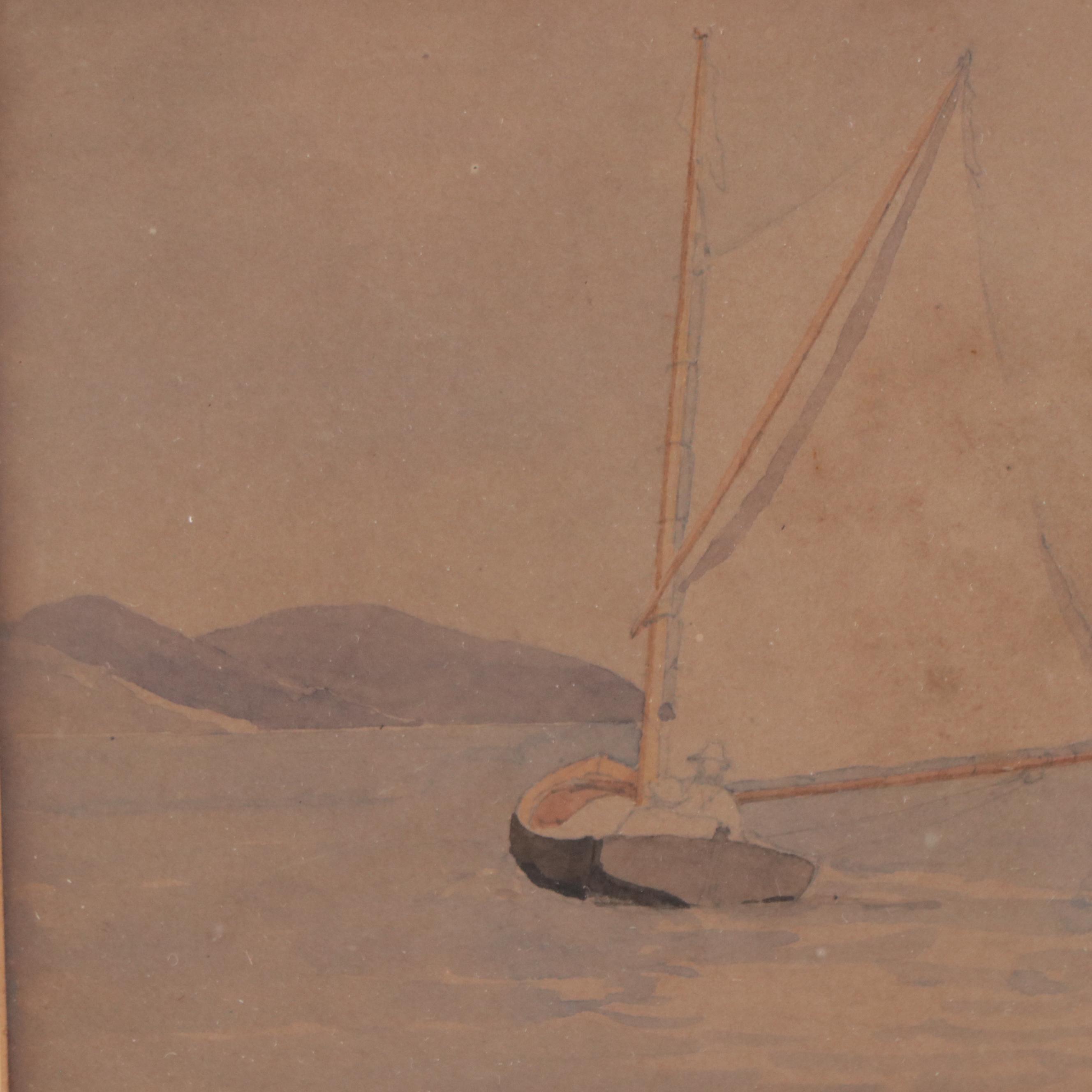 Seascape Watercolor Paintings, Late 19th Century