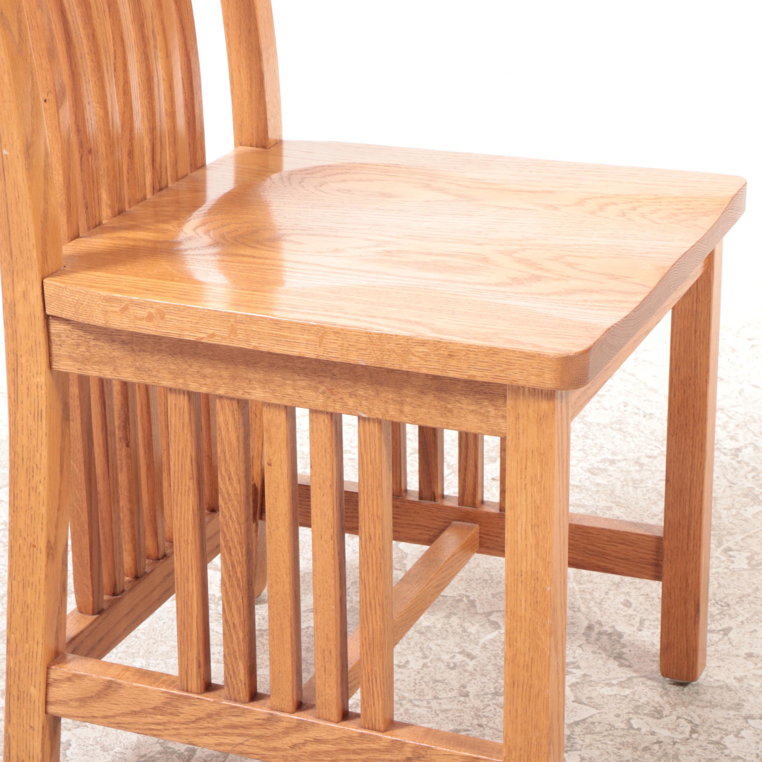 Four Arts and Crafts Style Oak High-Back Side Chairs