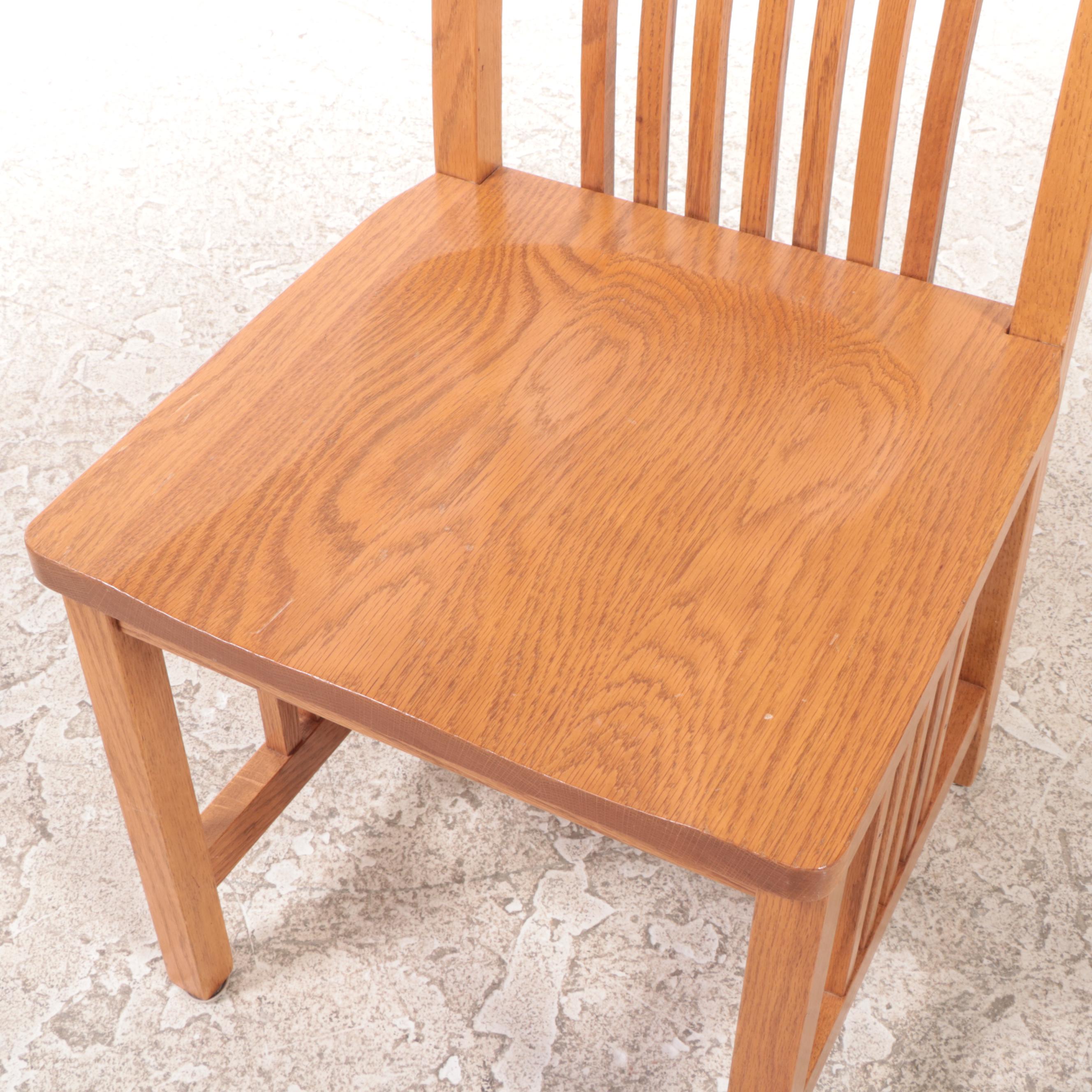 Four Arts and Crafts Style Oak High-Back Side Chairs