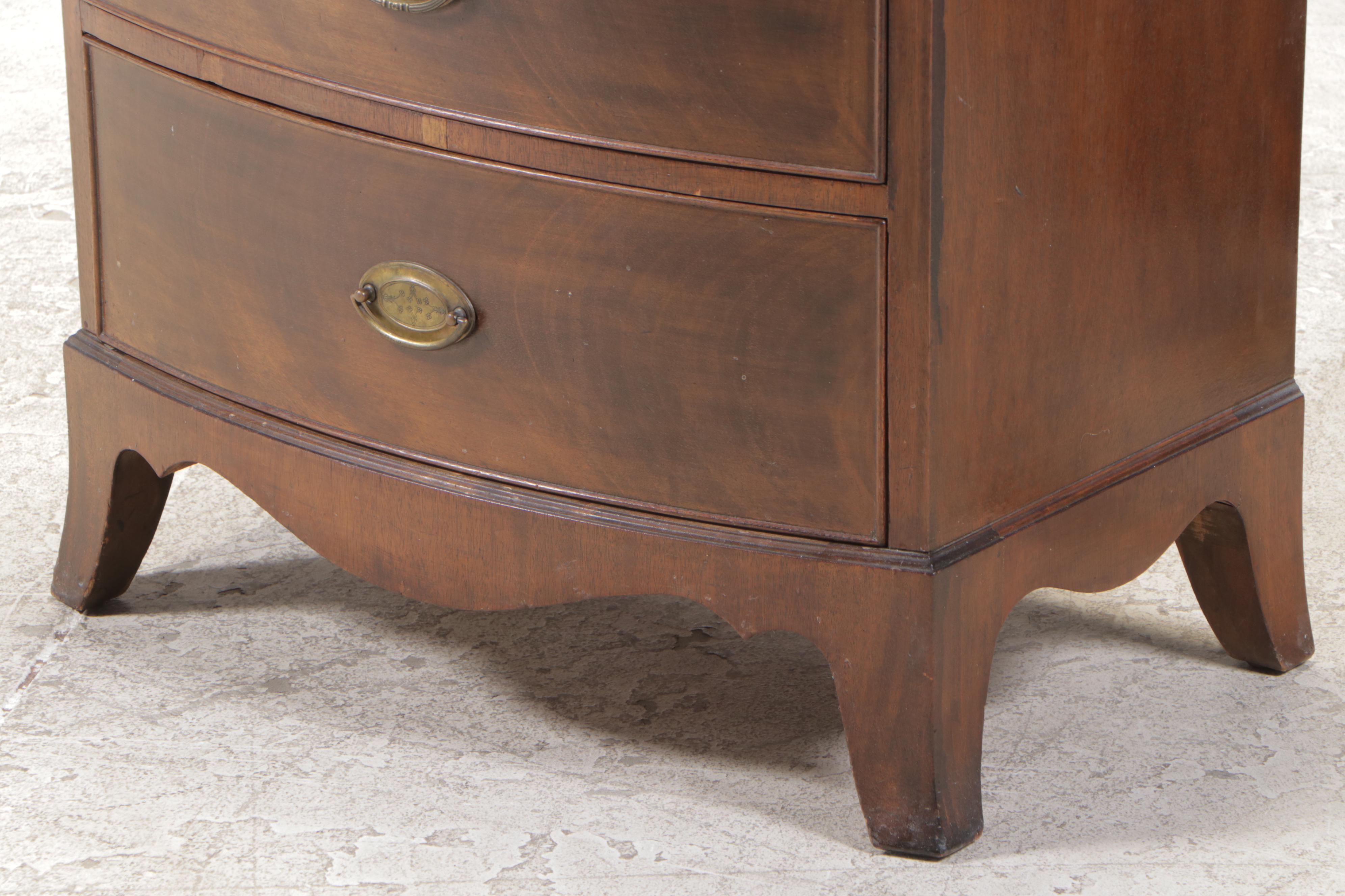 Irwin Federal Style Mahogany Three-Drawer Bowfront Bedside Chest