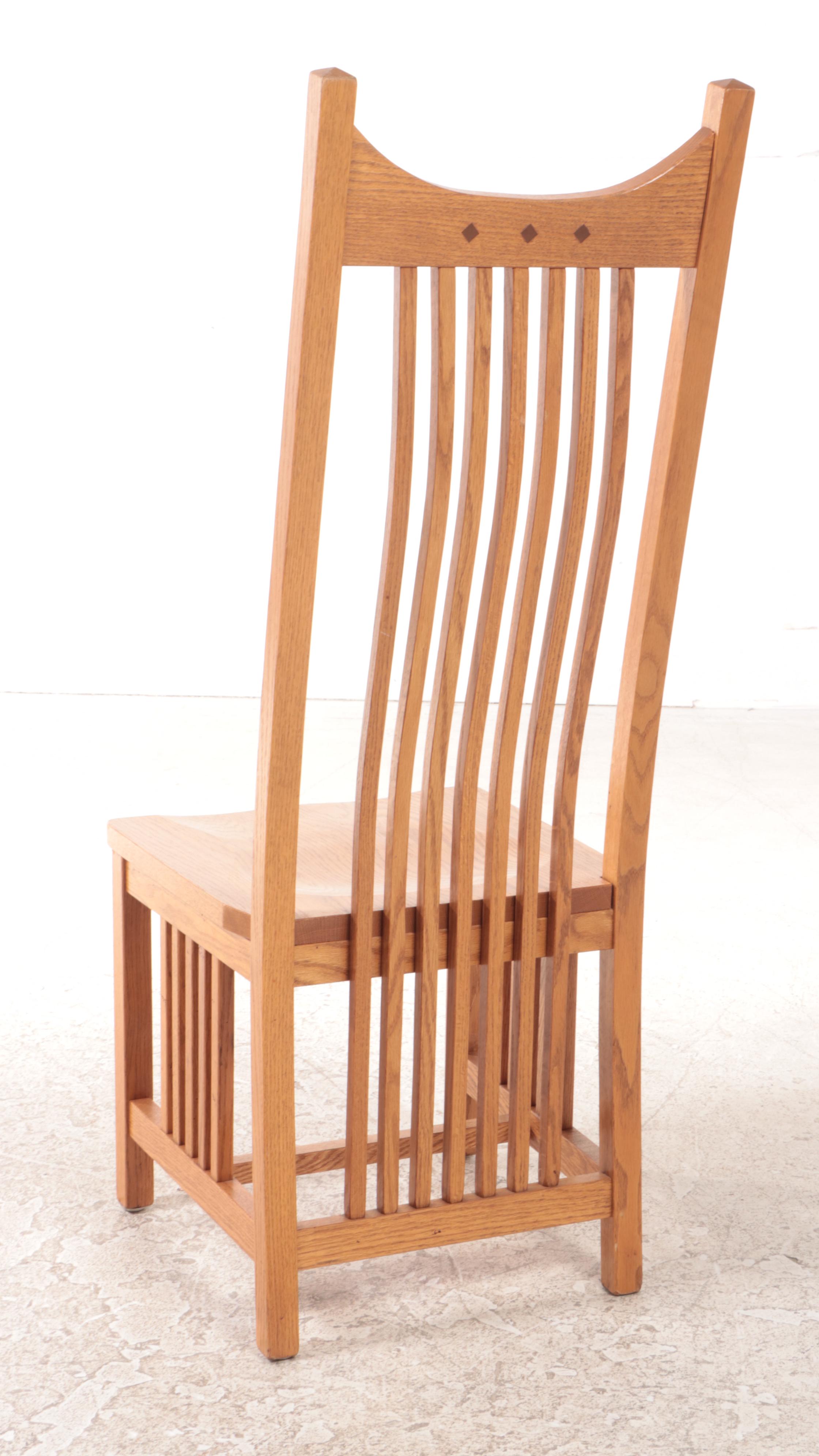 Four Arts and Crafts Style Oak High-Back Side Chairs