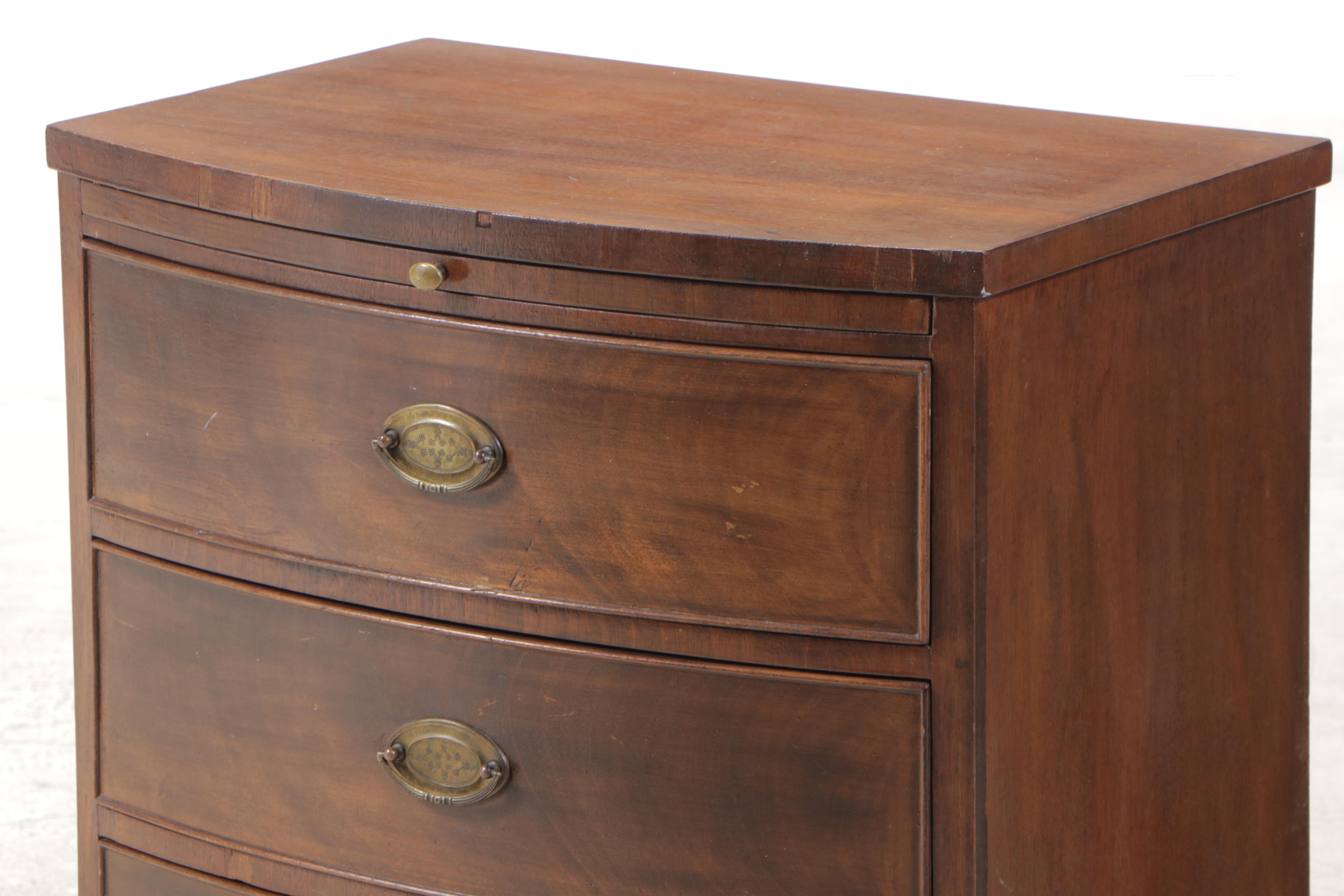 Irwin Federal Style Mahogany Three-Drawer Bowfront Bedside Chest