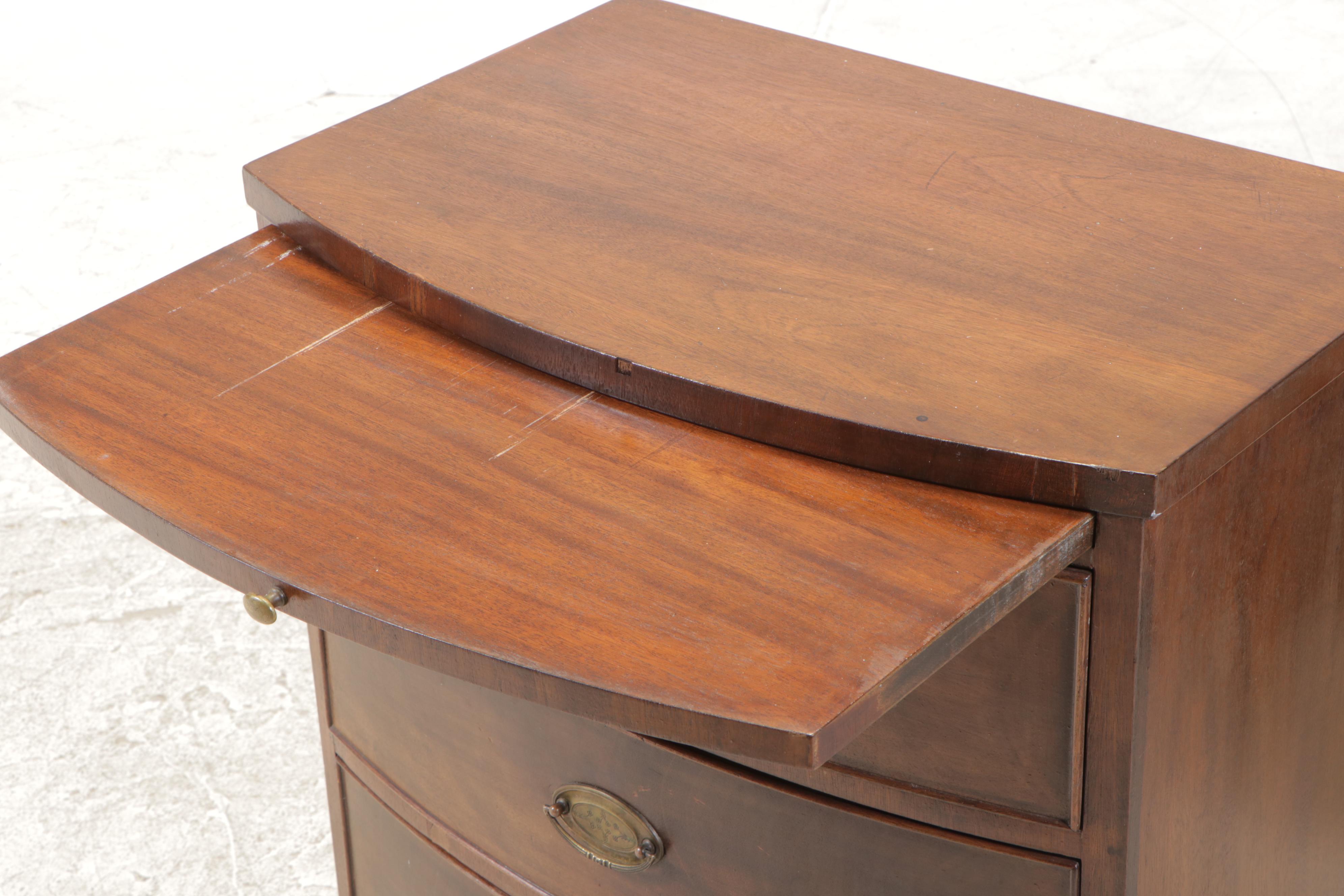 Irwin Federal Style Mahogany Three-Drawer Bowfront Bedside Chest