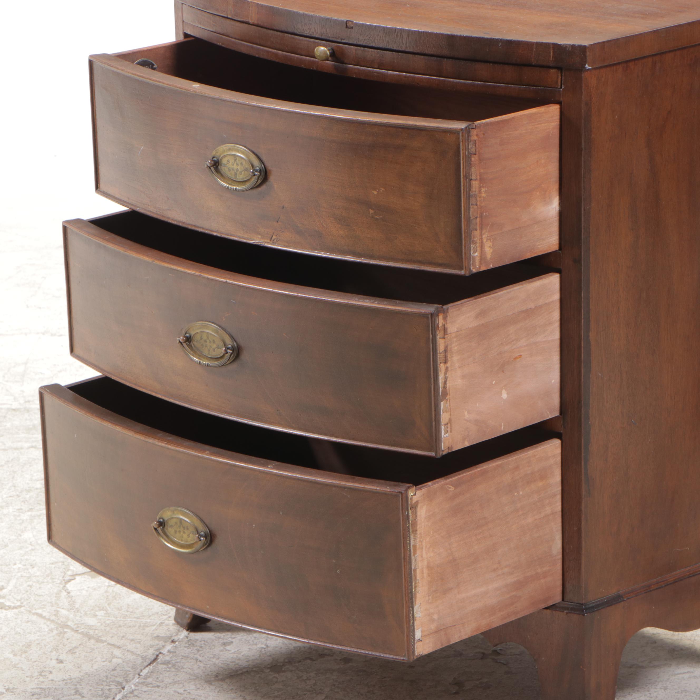 Irwin Federal Style Mahogany Three-Drawer Bowfront Bedside Chest