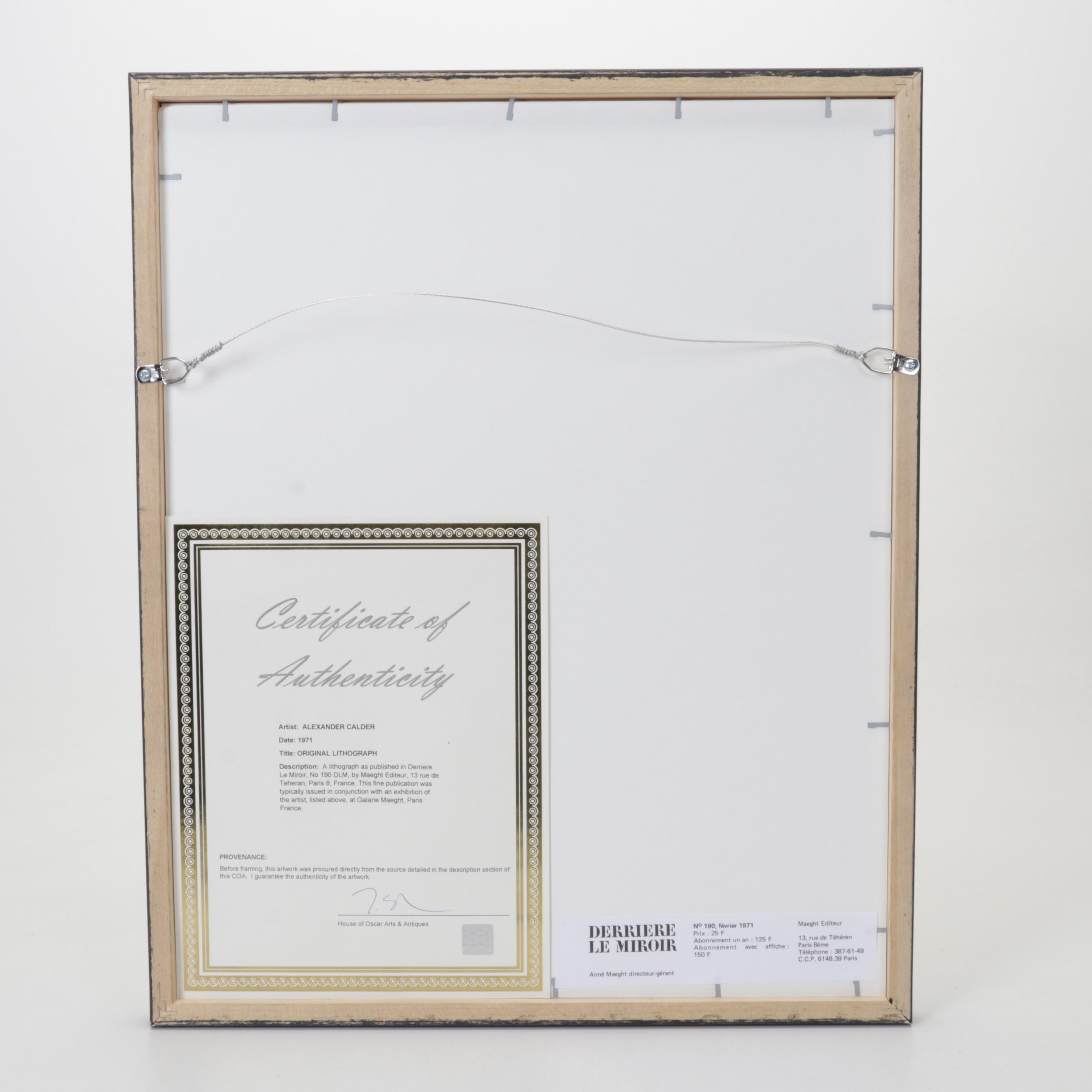 Alexander Calder Lithograph for "Derrière le Miroir," 1971