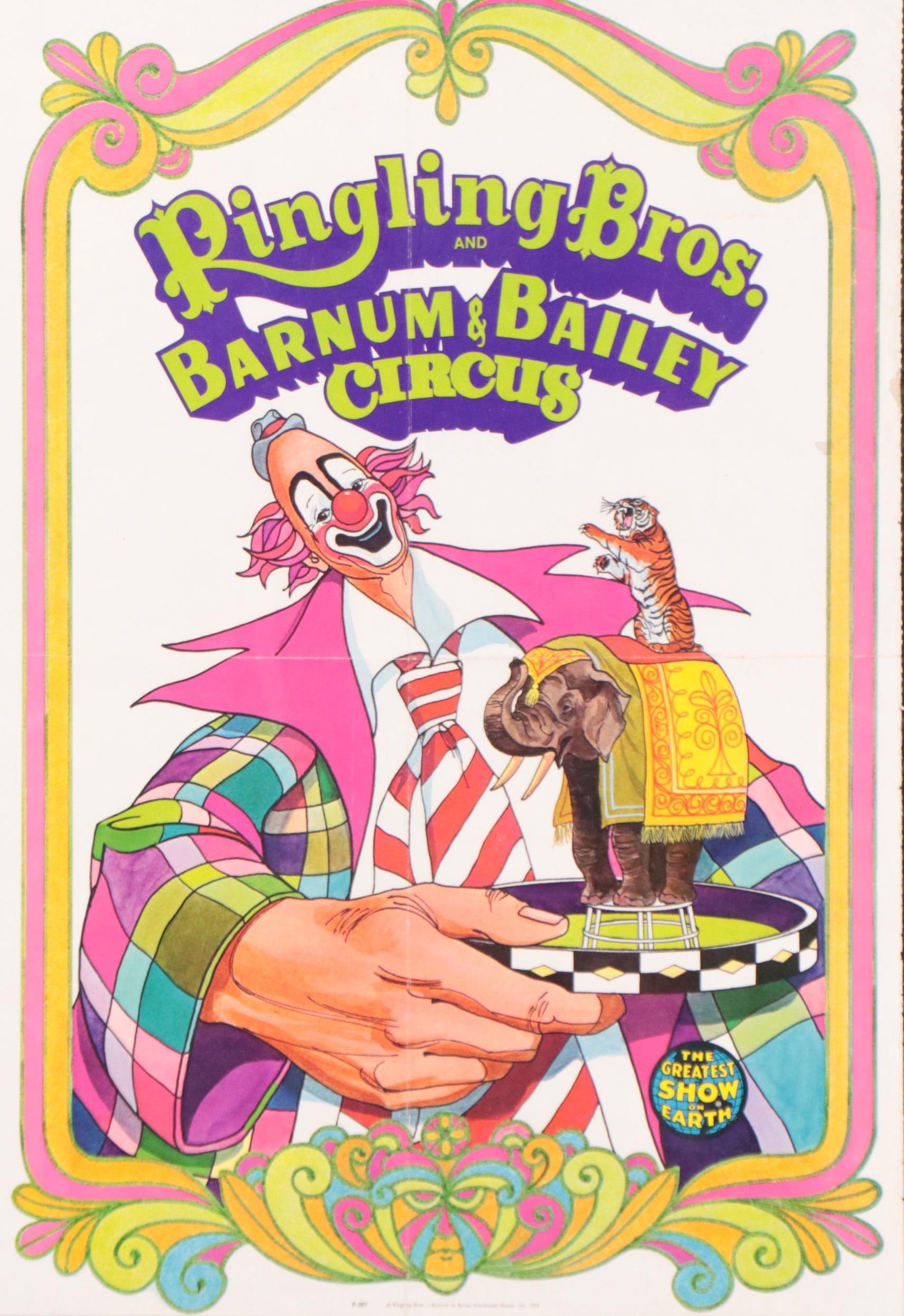 Ringling Bros and Barnum & Bailey Advertising Poster Giclée, Circa 1972