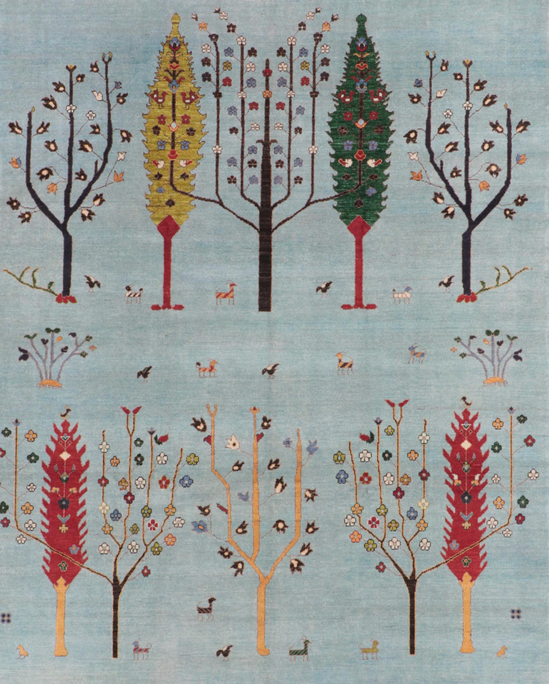 7'11 x 9'9 Hand-Knotted Indo-Persian Gabbeh Area Rug