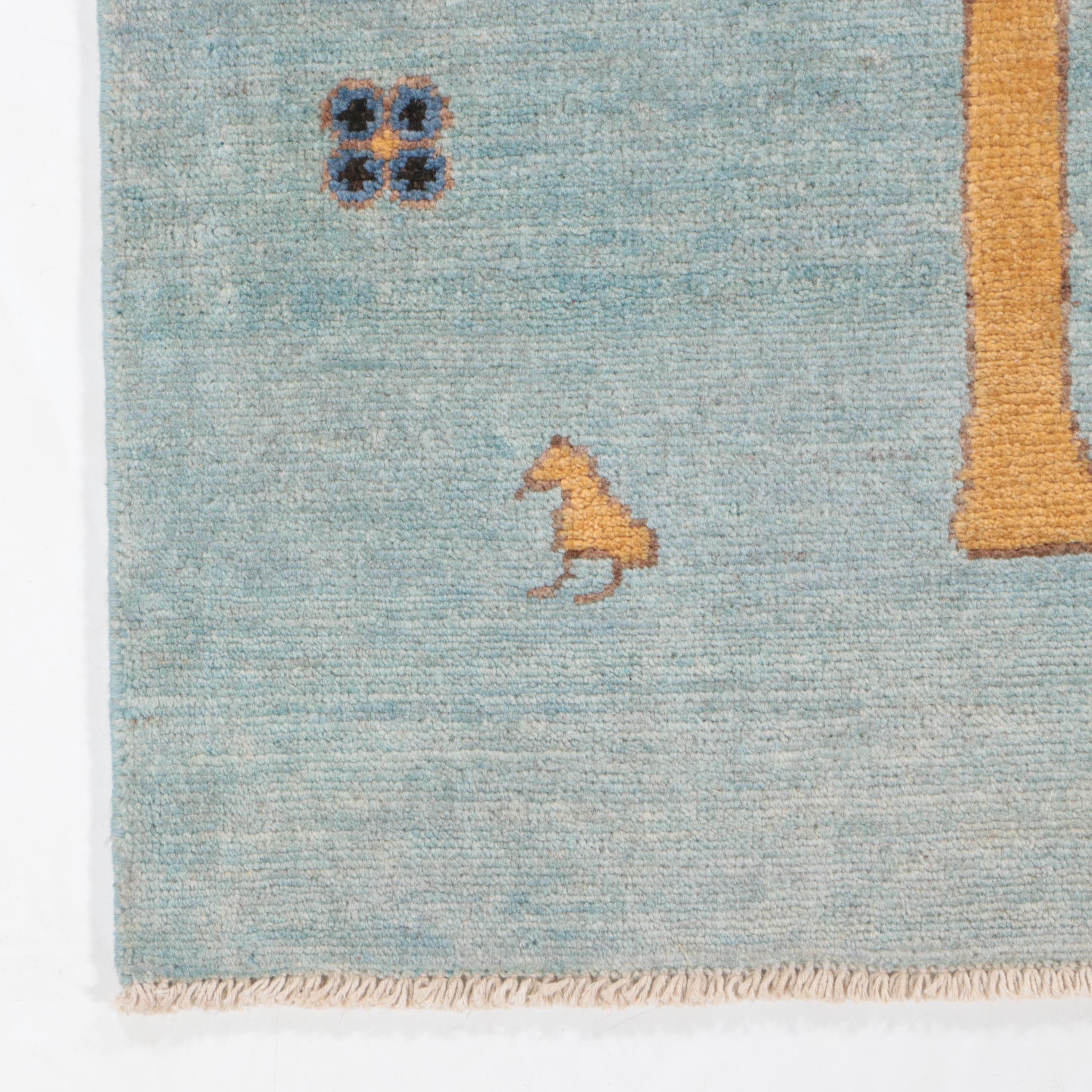 7'11 x 9'9 Hand-Knotted Indo-Persian Gabbeh Area Rug