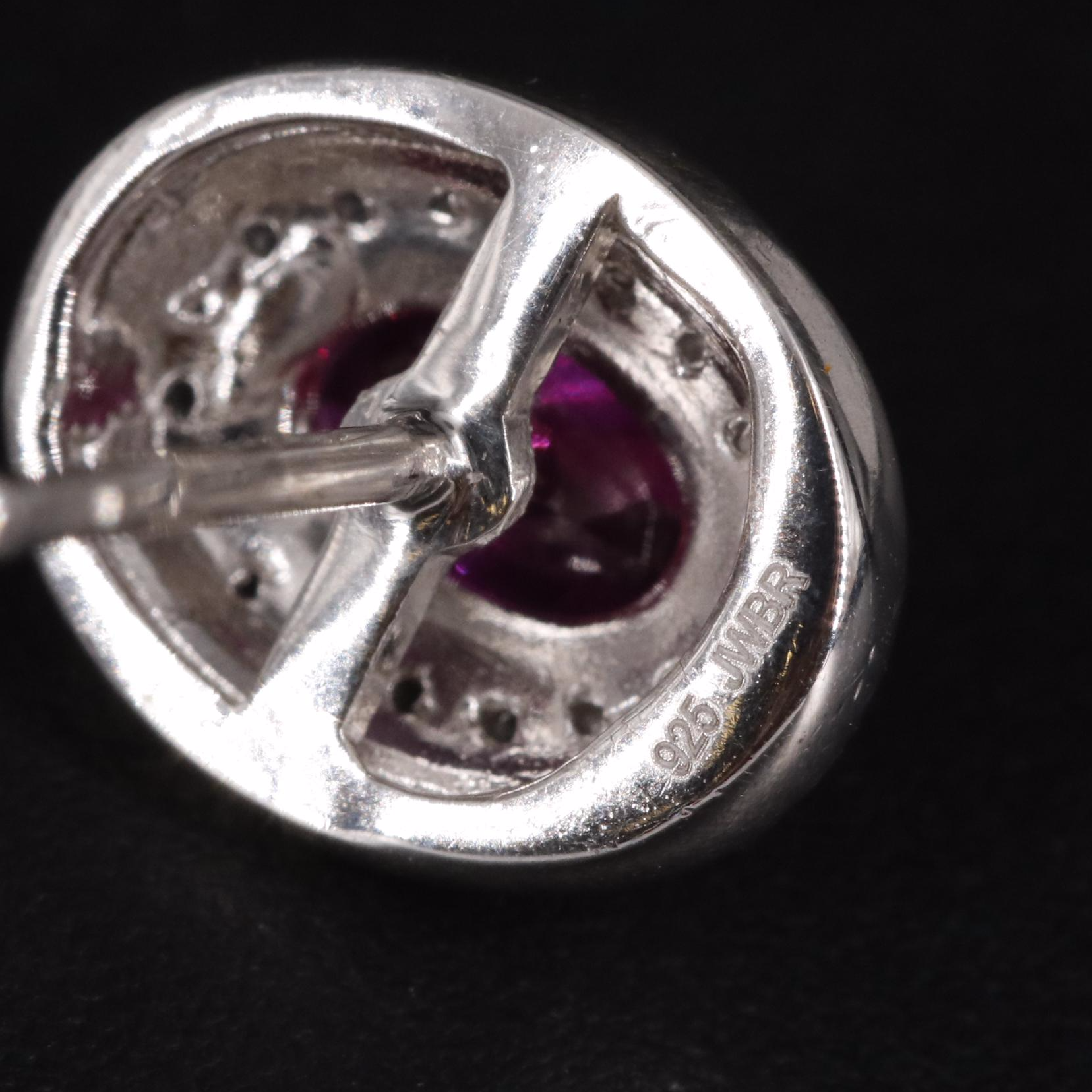 Sterling Ruby and Sapphire Halo Stud Earrings