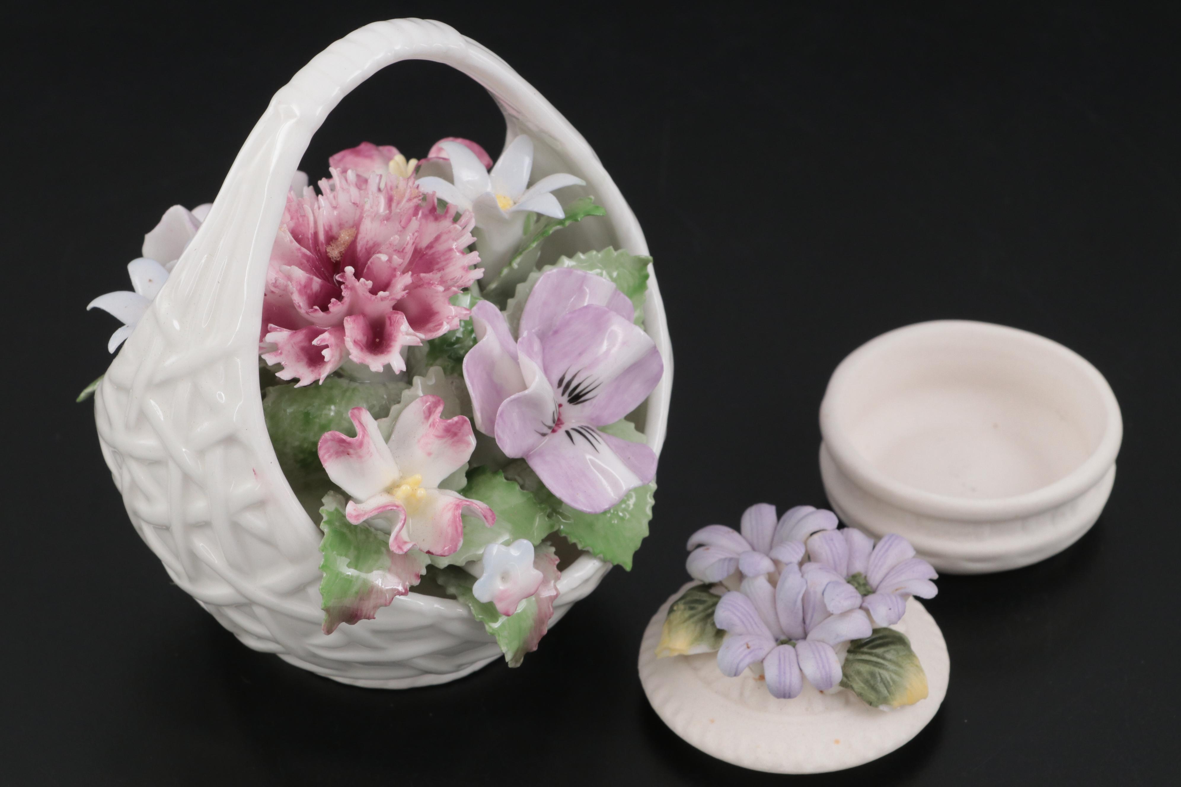 Royal Albert Basket with Other Porcelain Decor and Van Gogh Themed Coasters