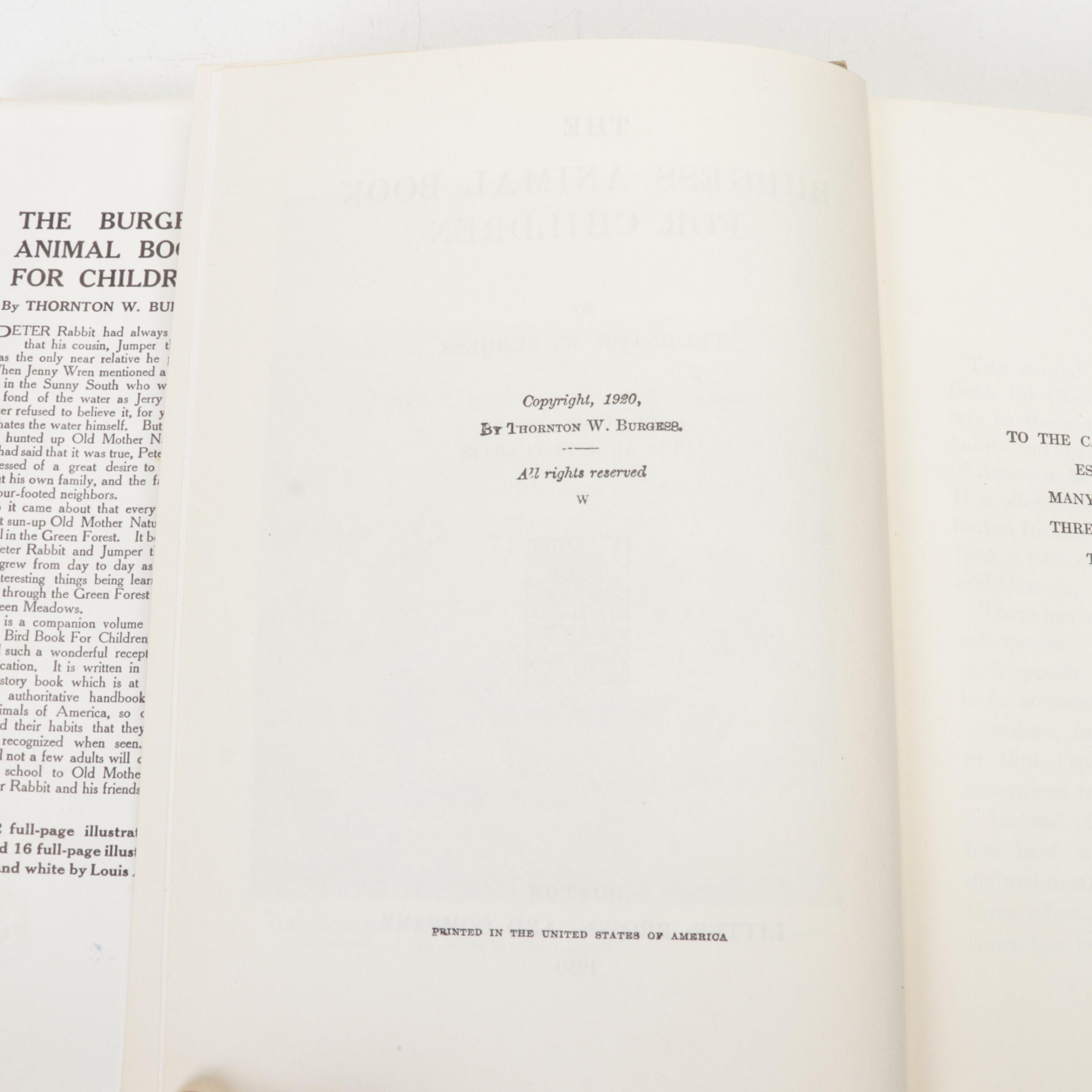"The Burgess Animal Book" by Thornton W. Burgess and More Books