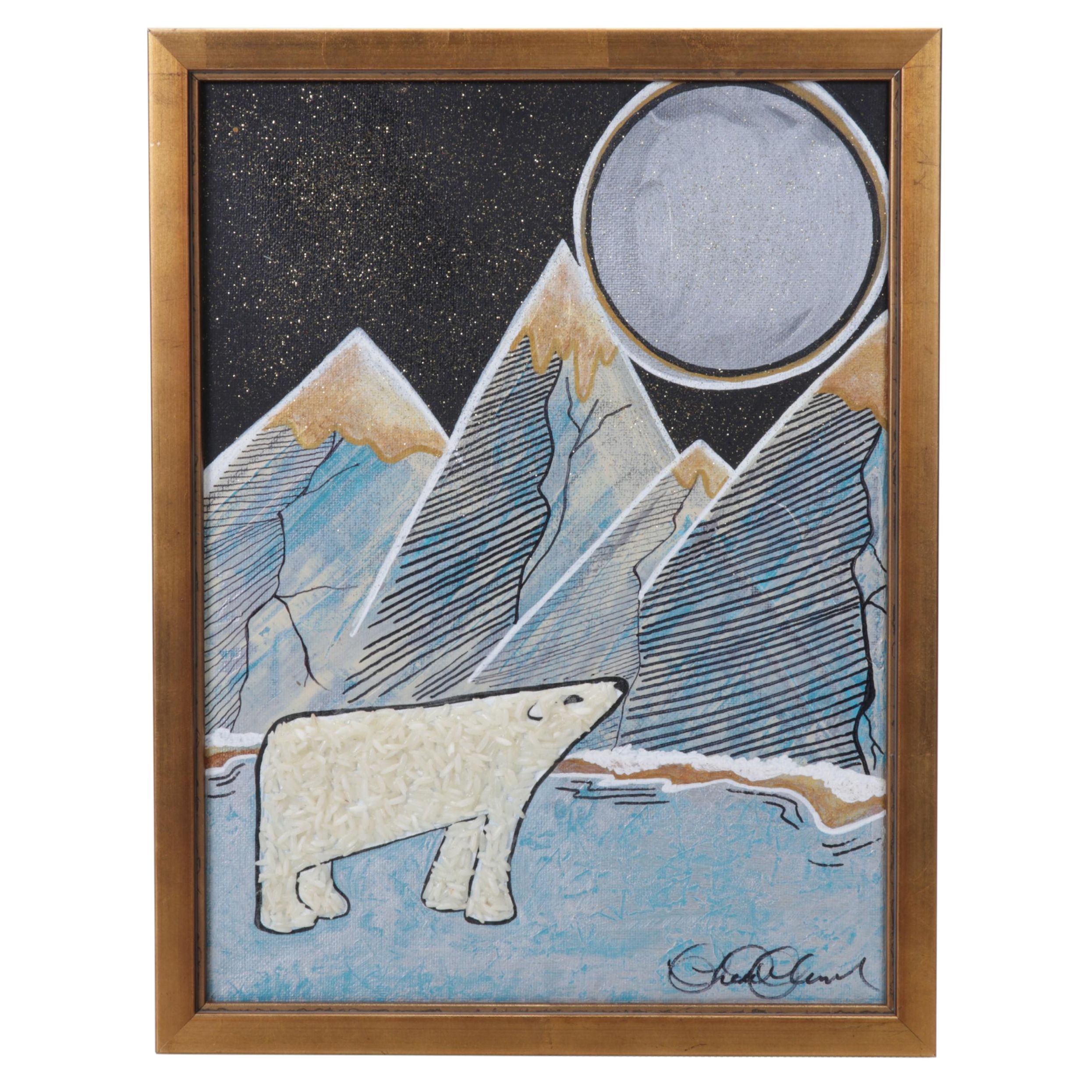 Cheri Clem Mixed Media Painting "The Mountains Are Calling," 2022