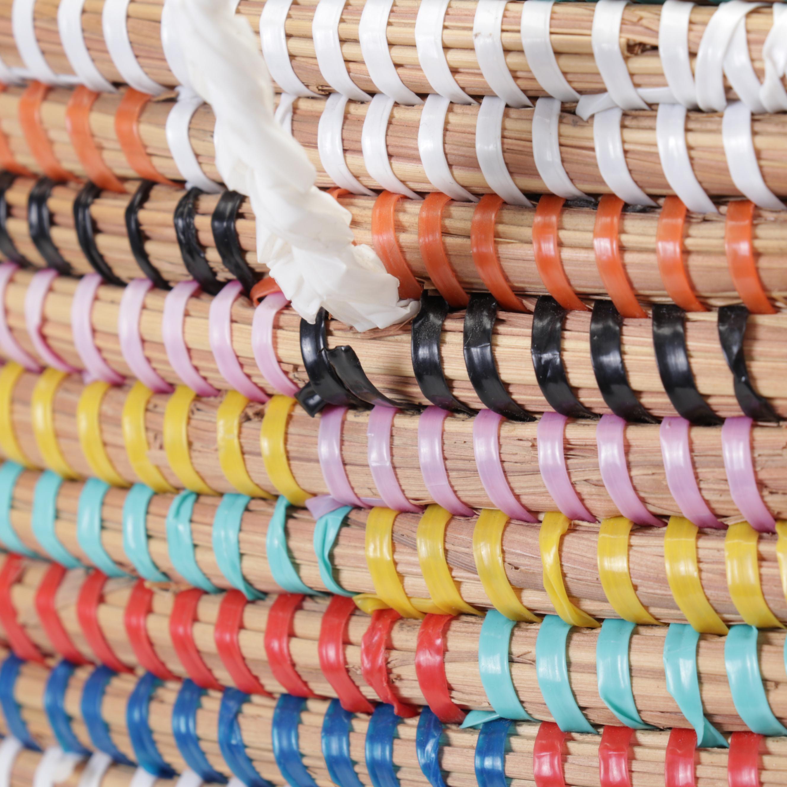 African Woven Multi Colored Hamper Basket