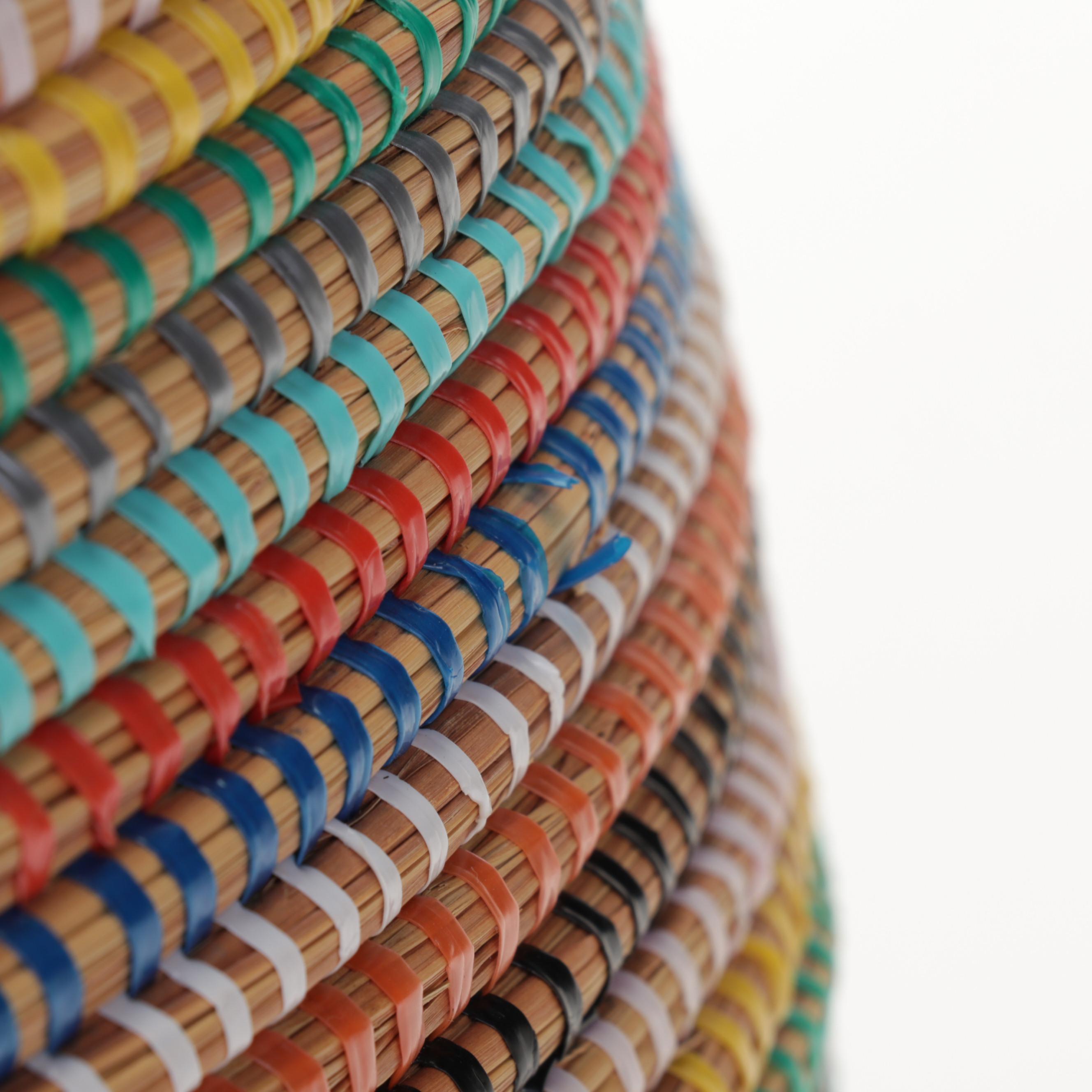 African Woven Multi Colored Hamper Basket