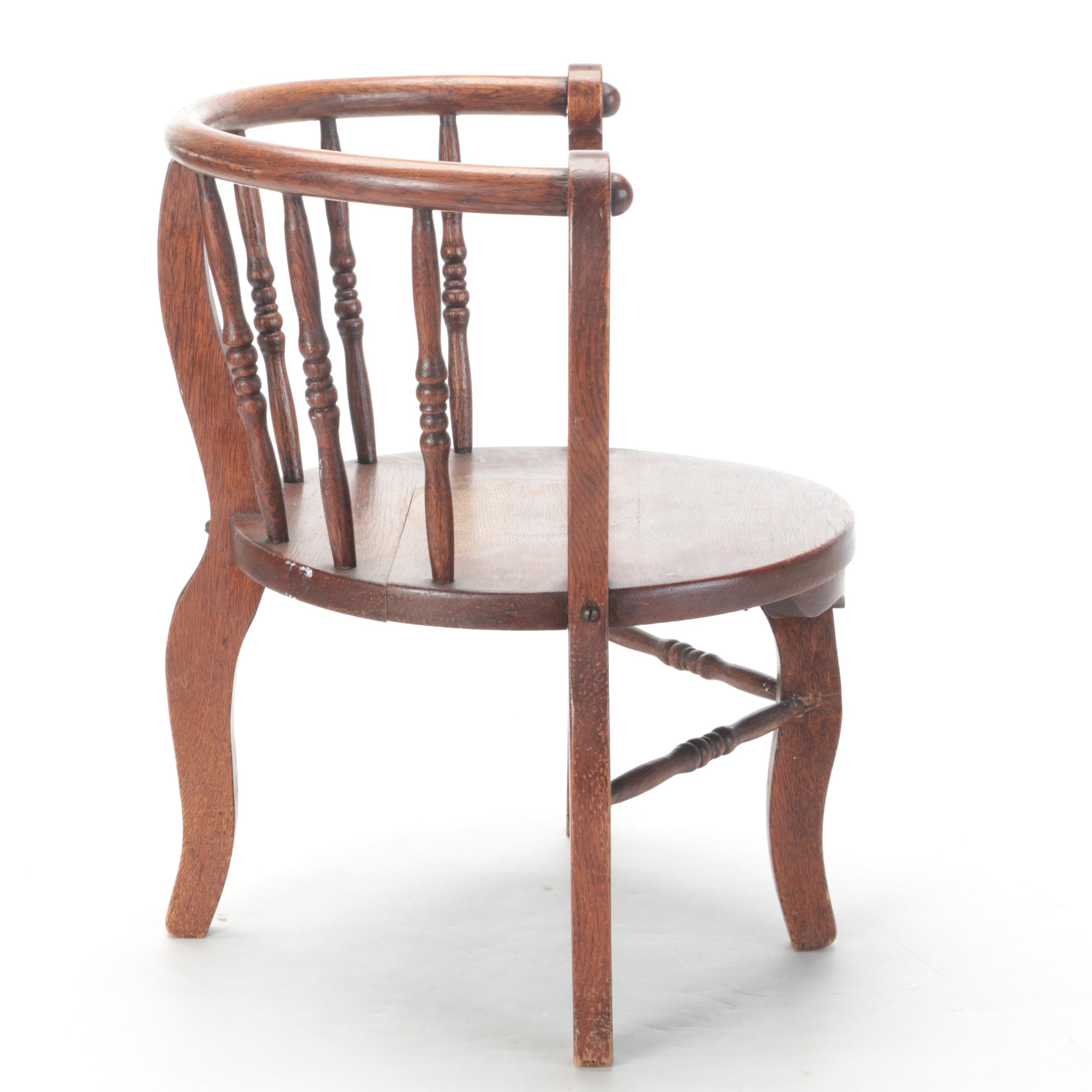 Late Victorian Oak Roundabout Chair, Early 20th Century