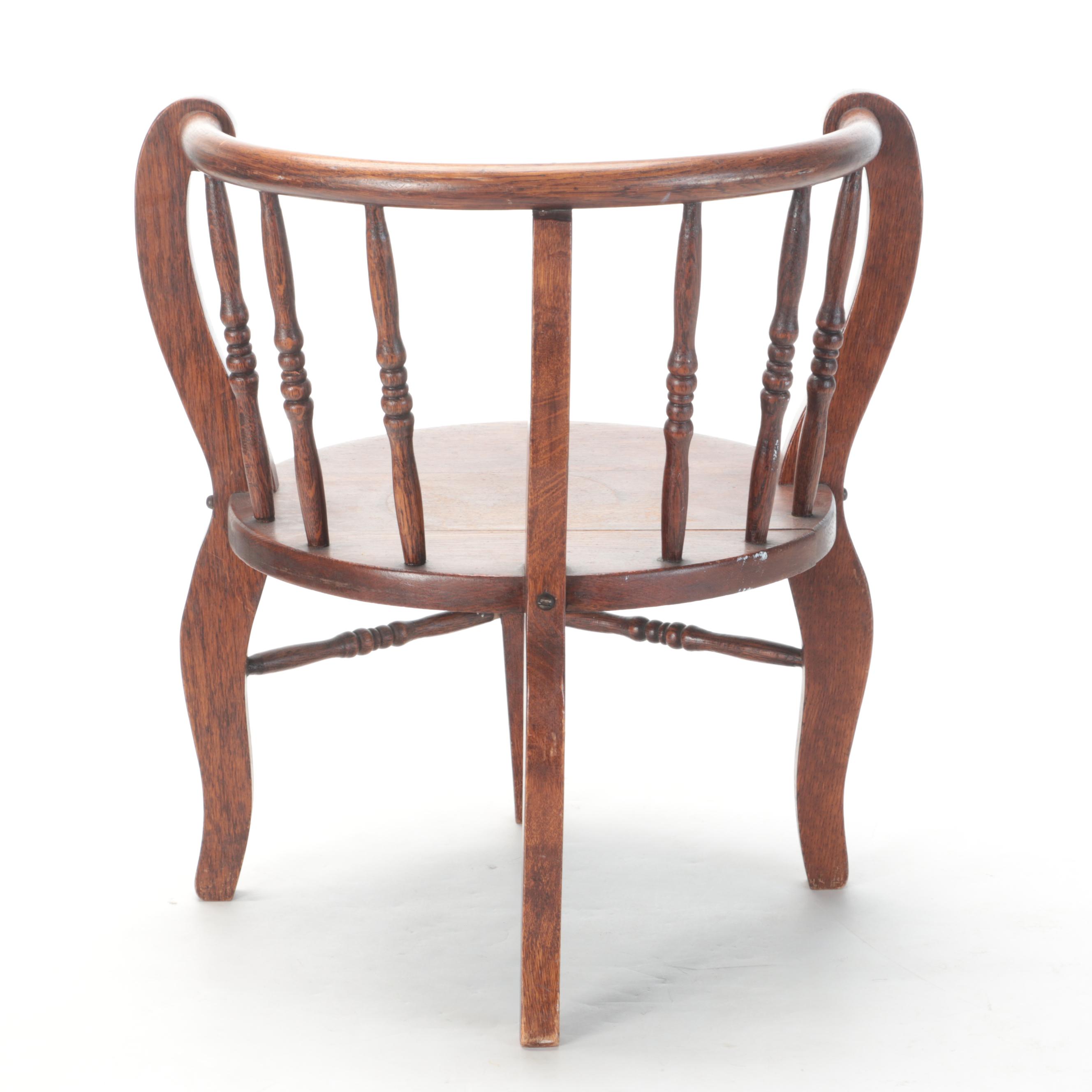 Late Victorian Oak Roundabout Chair, Early 20th Century