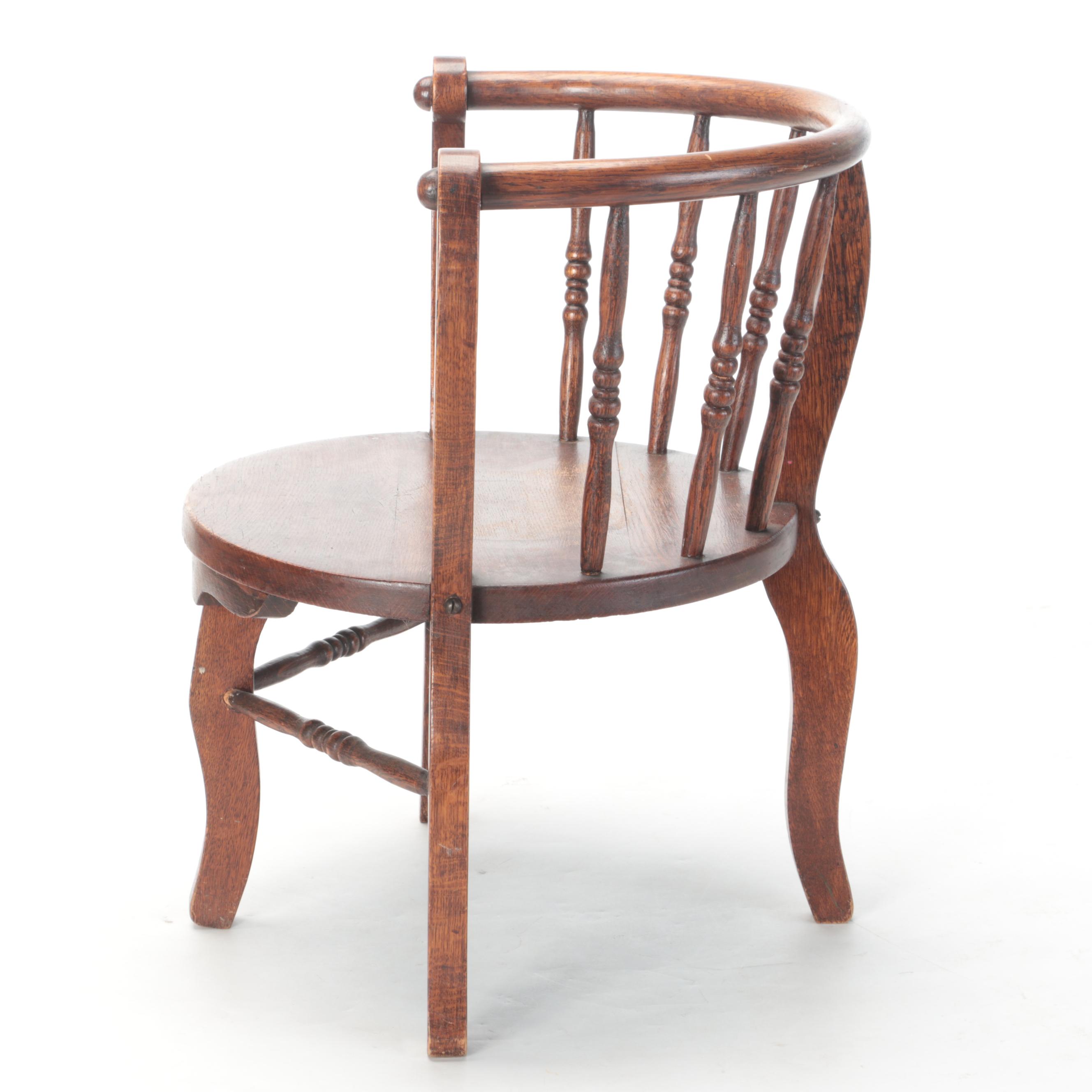 Late Victorian Oak Roundabout Chair, Early 20th Century