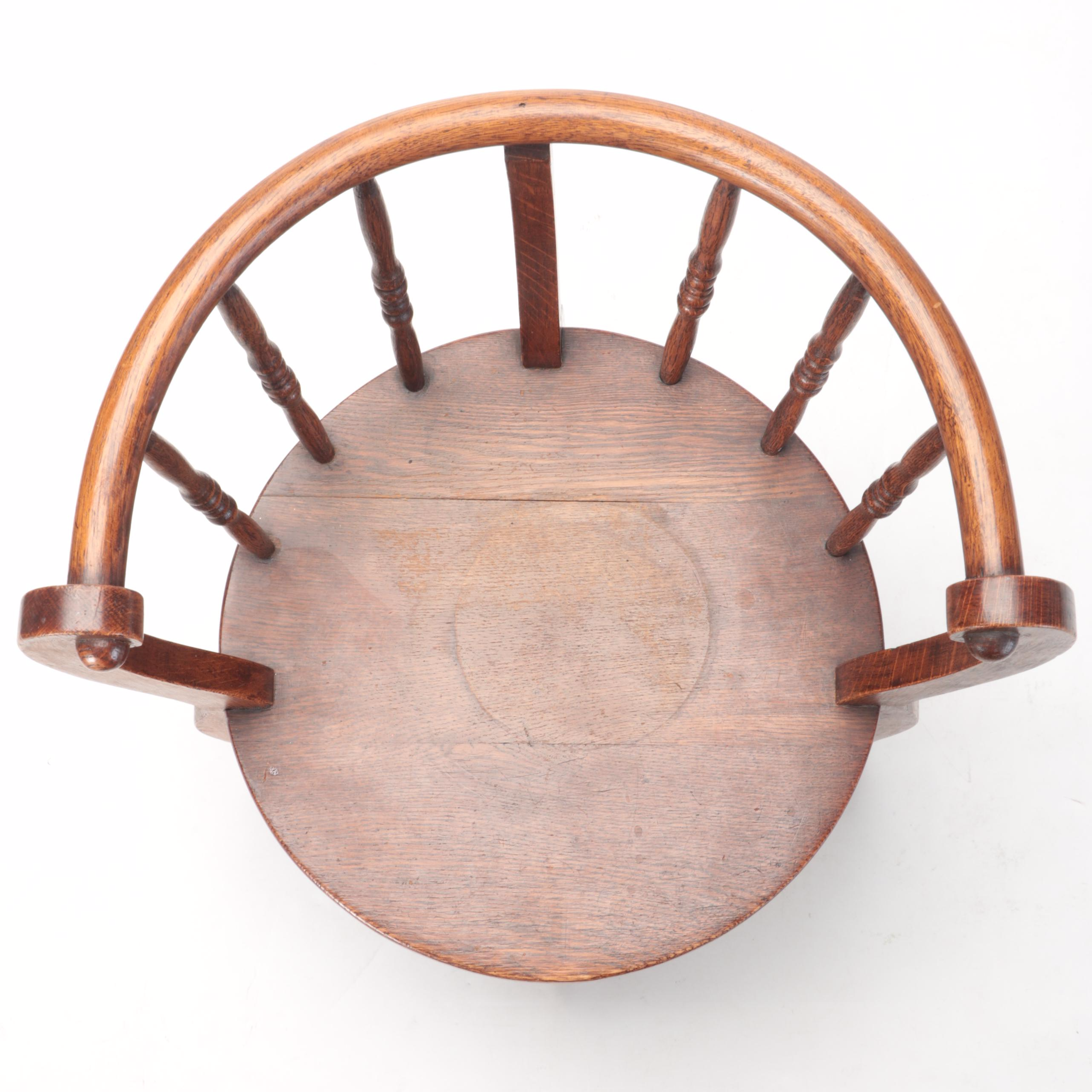 Late Victorian Oak Roundabout Chair, Early 20th Century