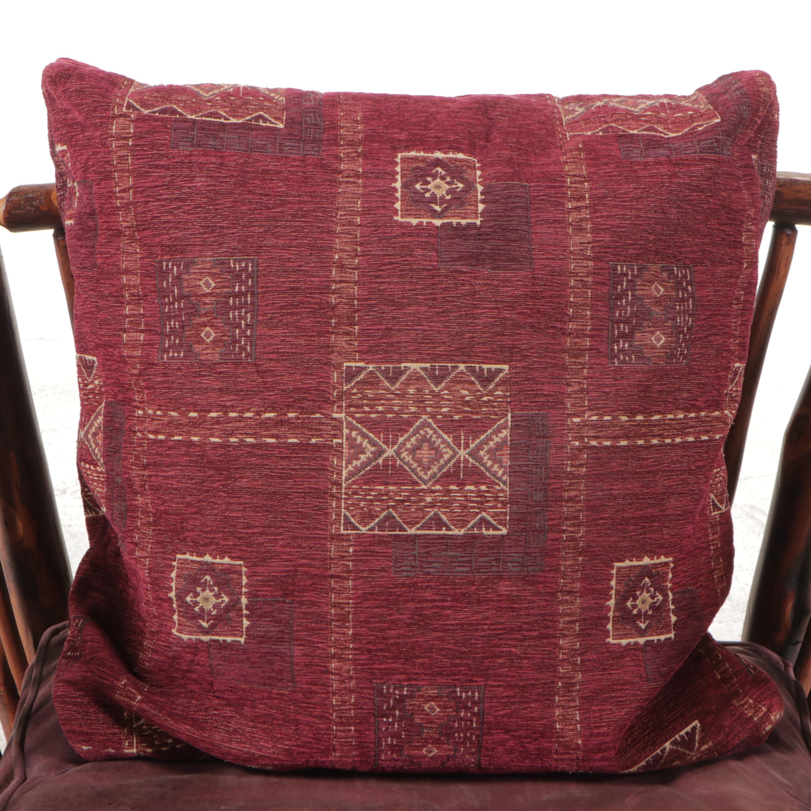 Rustic Twig Lounge Chair with Leather Seat Cushion